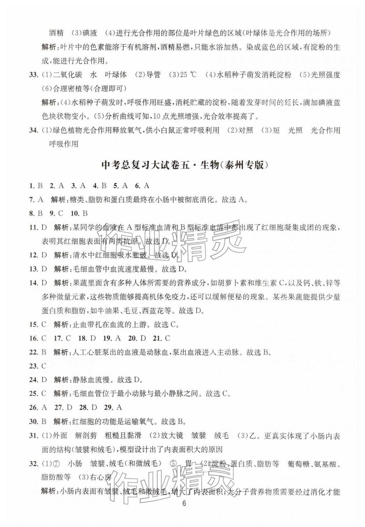 2026年通关提优中考总复习大试卷生物&nbsp;第6页