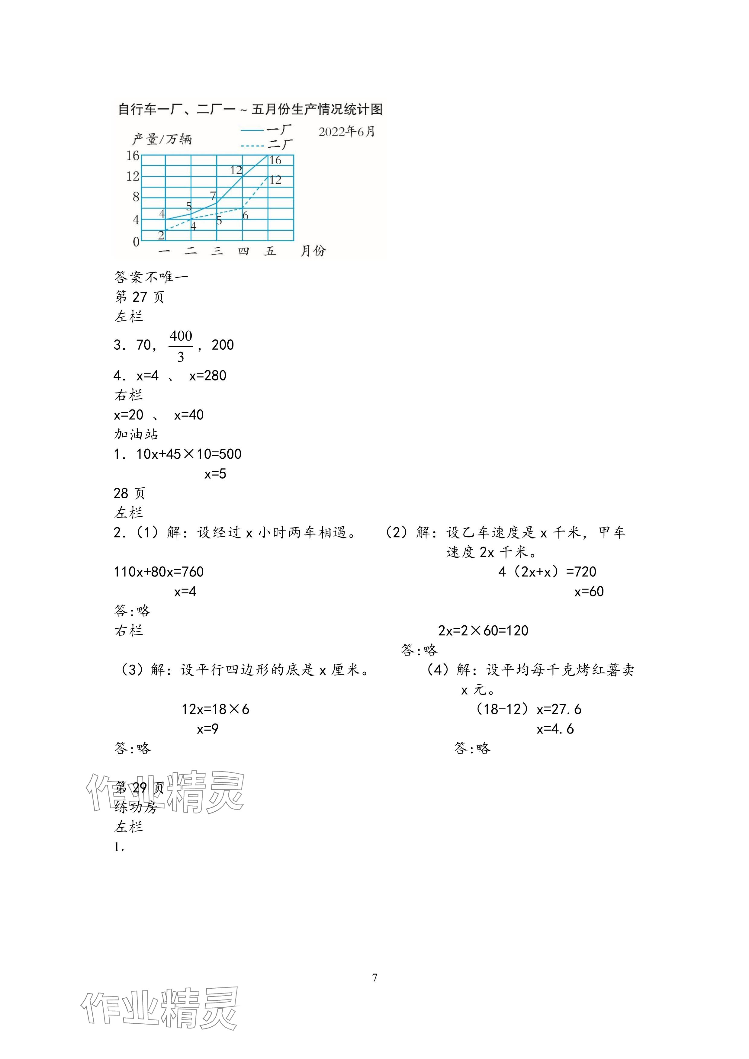 2024年暑假作业安徽少年儿童出版社五年级数学苏教版 参考答案第7页