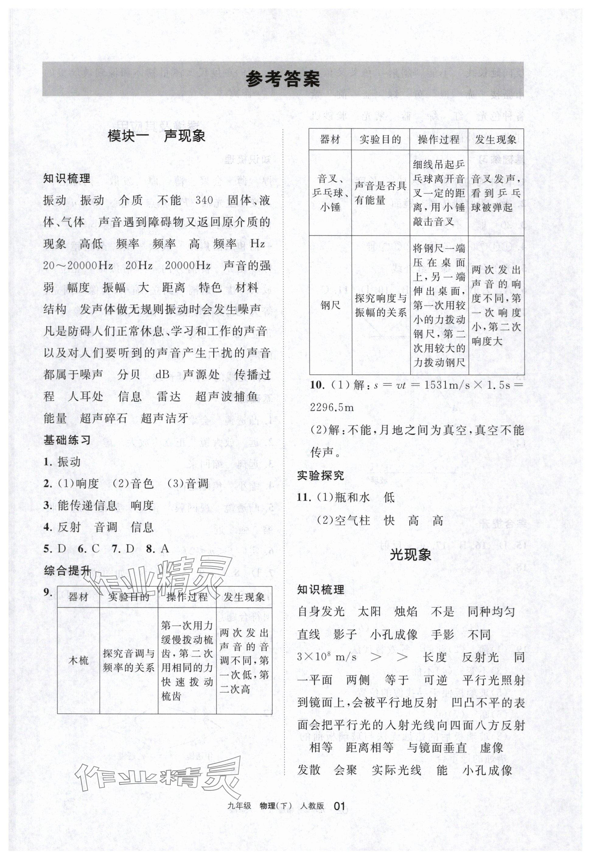 2024年學習之友九年級物理下冊人教版 參考答案第1頁