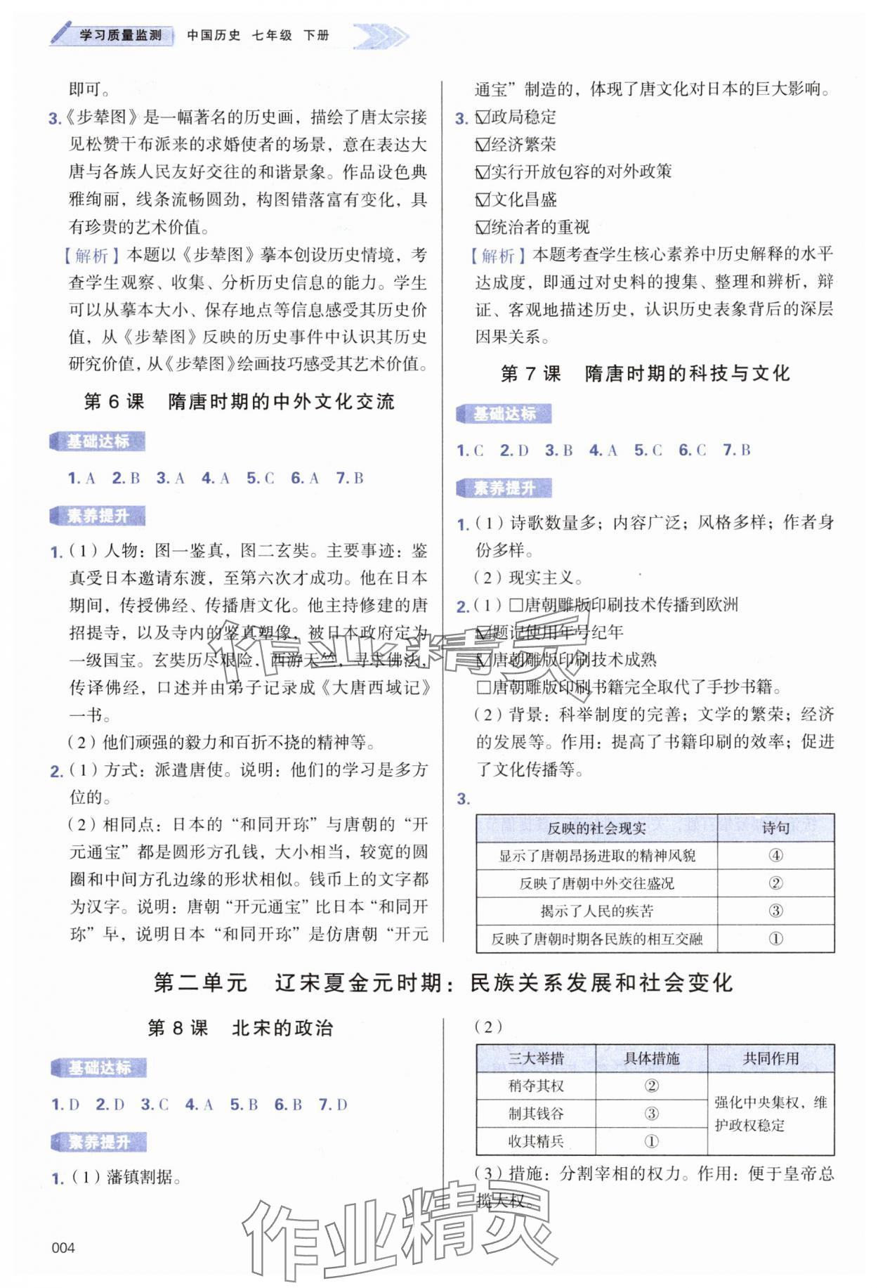 2025年學(xué)習(xí)質(zhì)量監(jiān)測(cè)七年級(jí)歷史下冊(cè)人教版 第4頁
