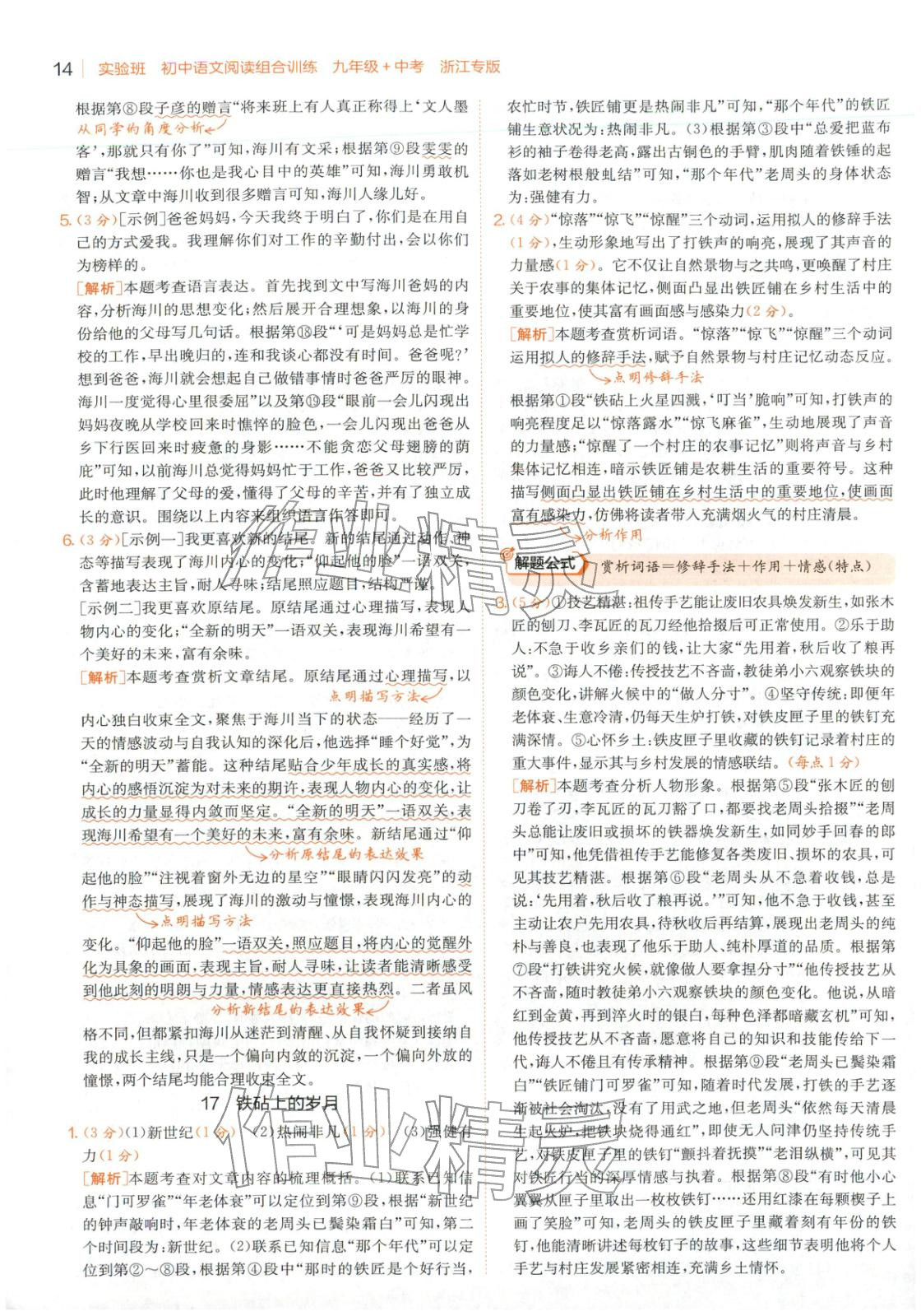 2025年實(shí)驗(yàn)班閱讀組合訓(xùn)練五合一九年級語文浙江專版&nbsp;第14頁