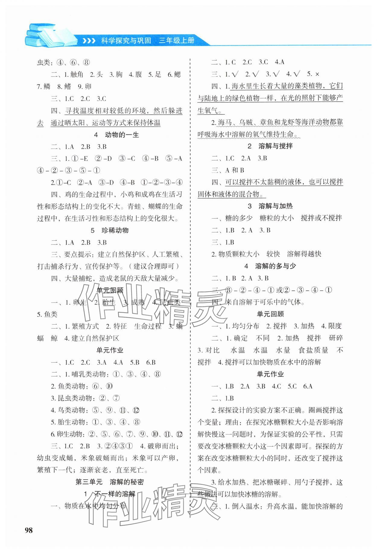 2024年科学探究与巩固三年级上册大象版 第2页