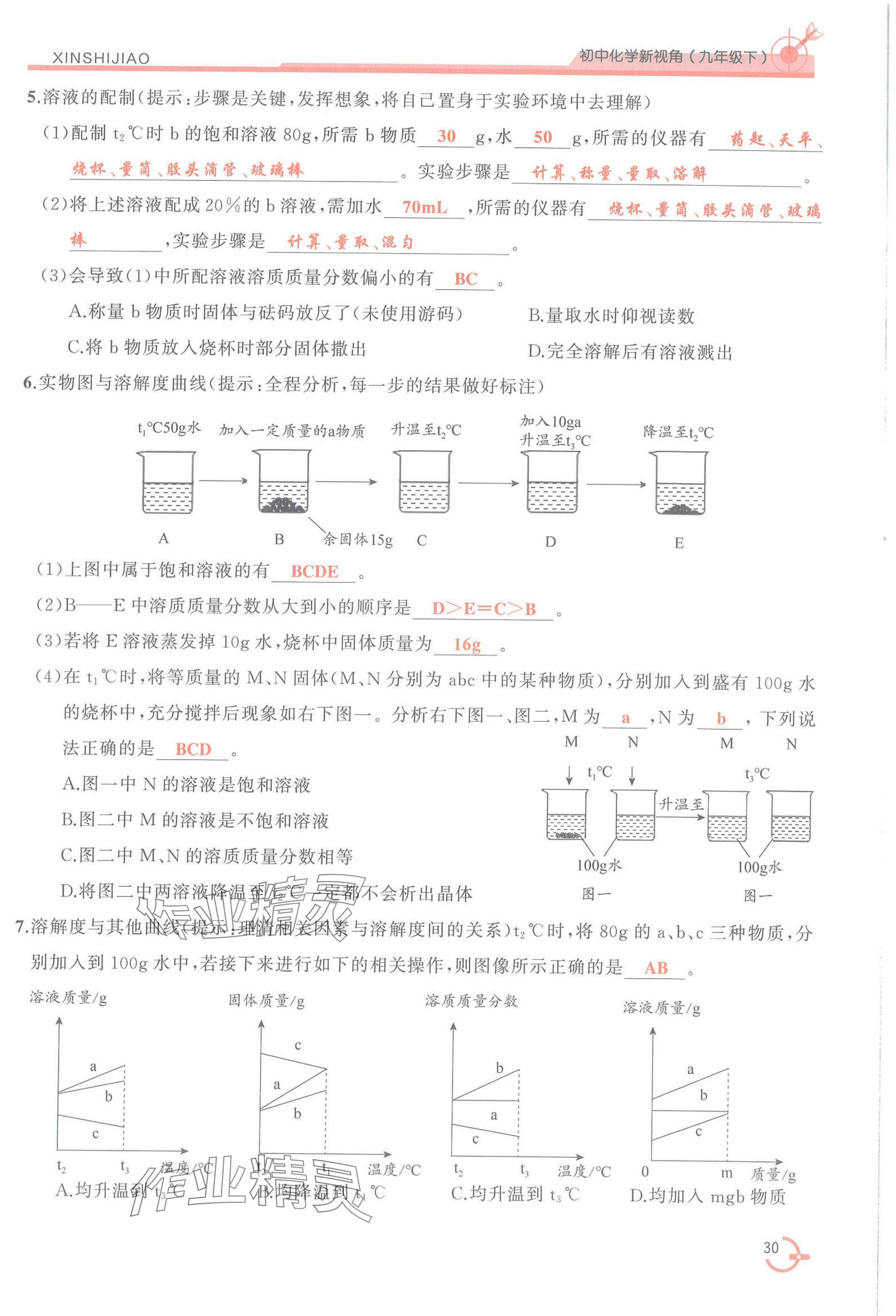 2025年新視角教輔系列叢書(shū)化學(xué)九年級(jí)下冊(cè)人教版 參考答案第30頁(yè)