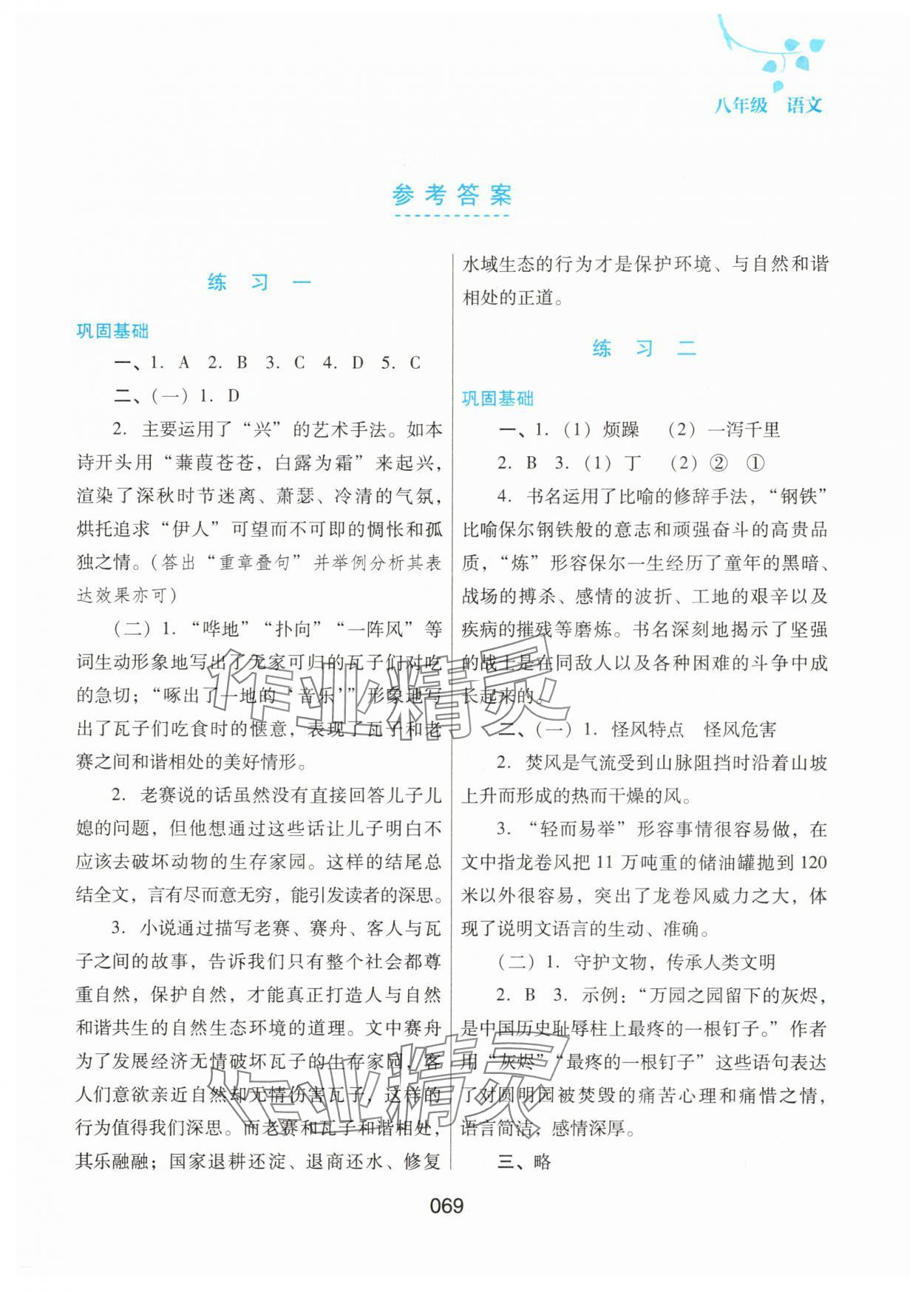 2025年暑假综合练习河北人民出版社八年级语文人教版 第1页