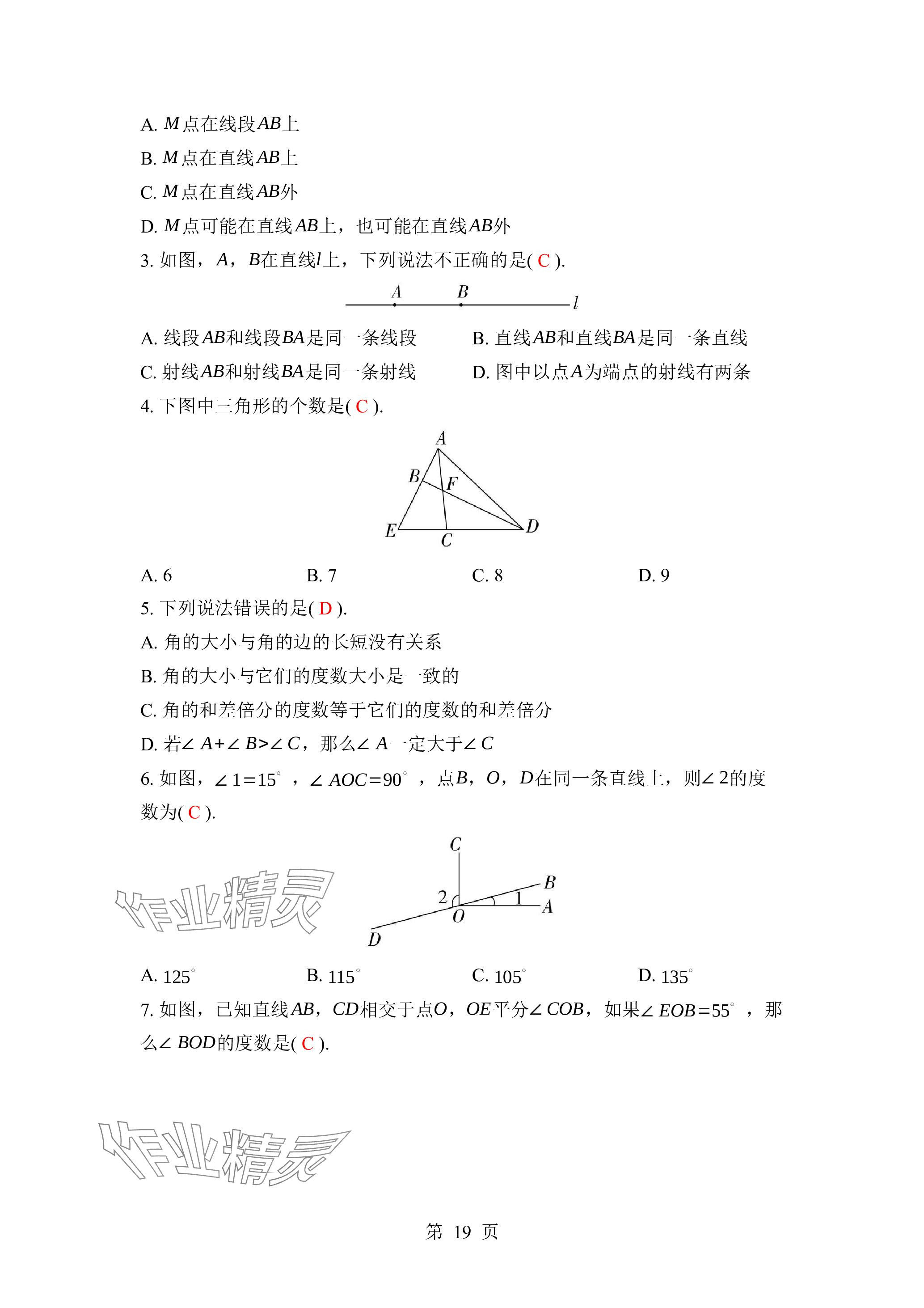 2023年廣東名師講練通七年級數(shù)學上冊北師大版深圳專版 參考答案第19頁
