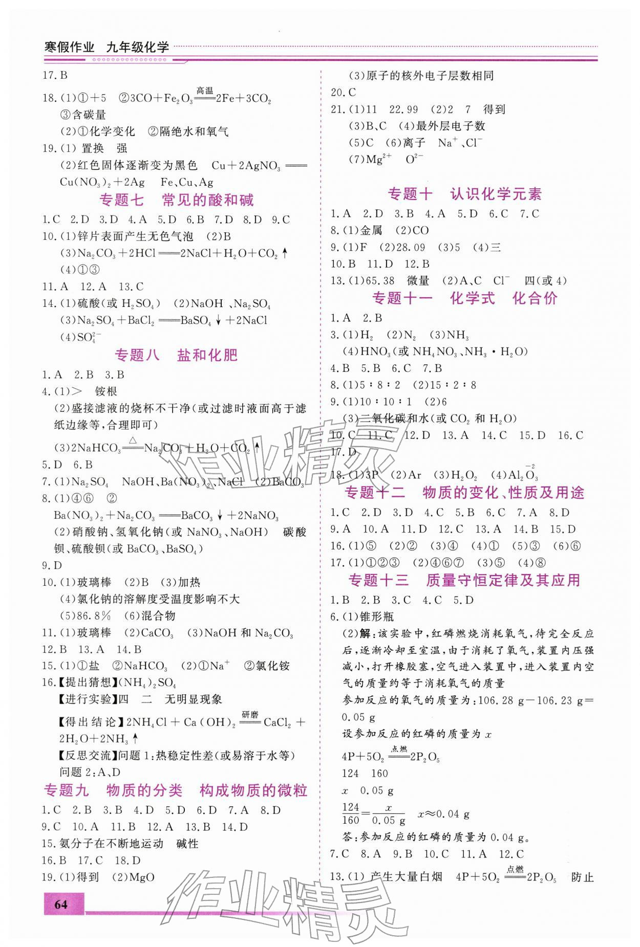 2026年文軒圖書假期生活指導寒九年級化學&nbsp;第2頁