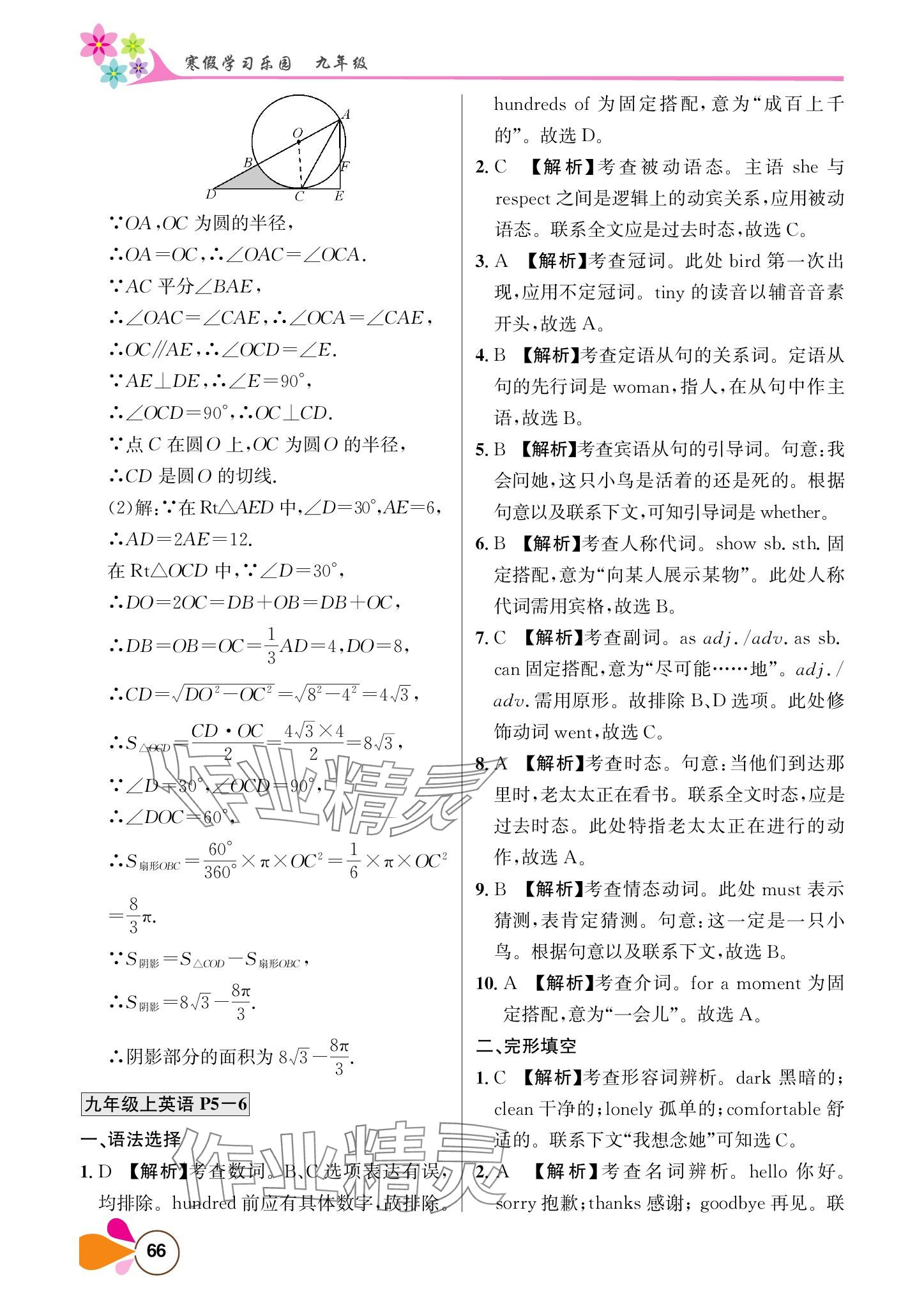 2025年寒假學(xué)習(xí)樂園南方出版社九年級(jí) 參考答案第2頁(yè)