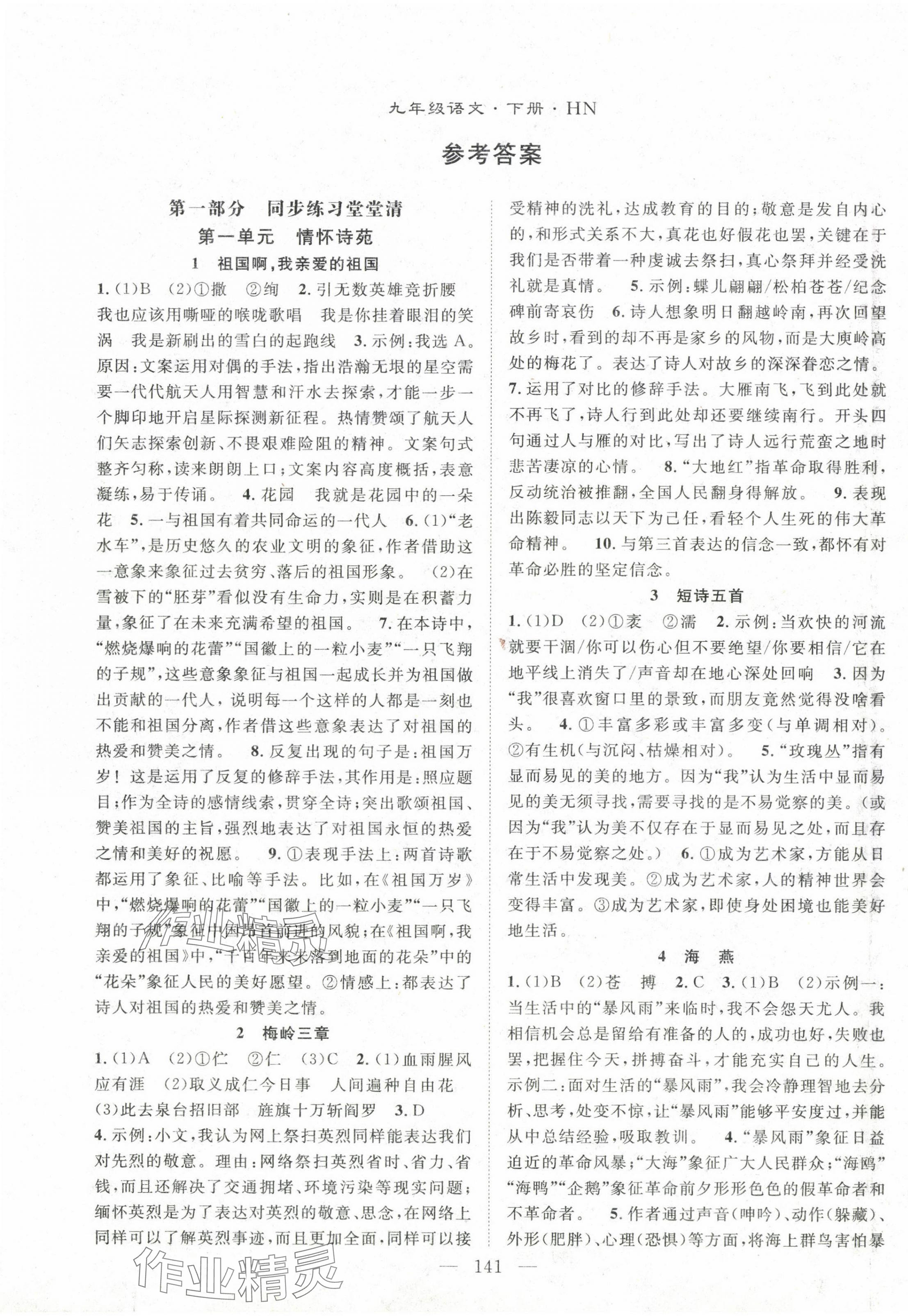 2024年名師學(xué)案九年級語文下冊人教版河南專版 第1頁