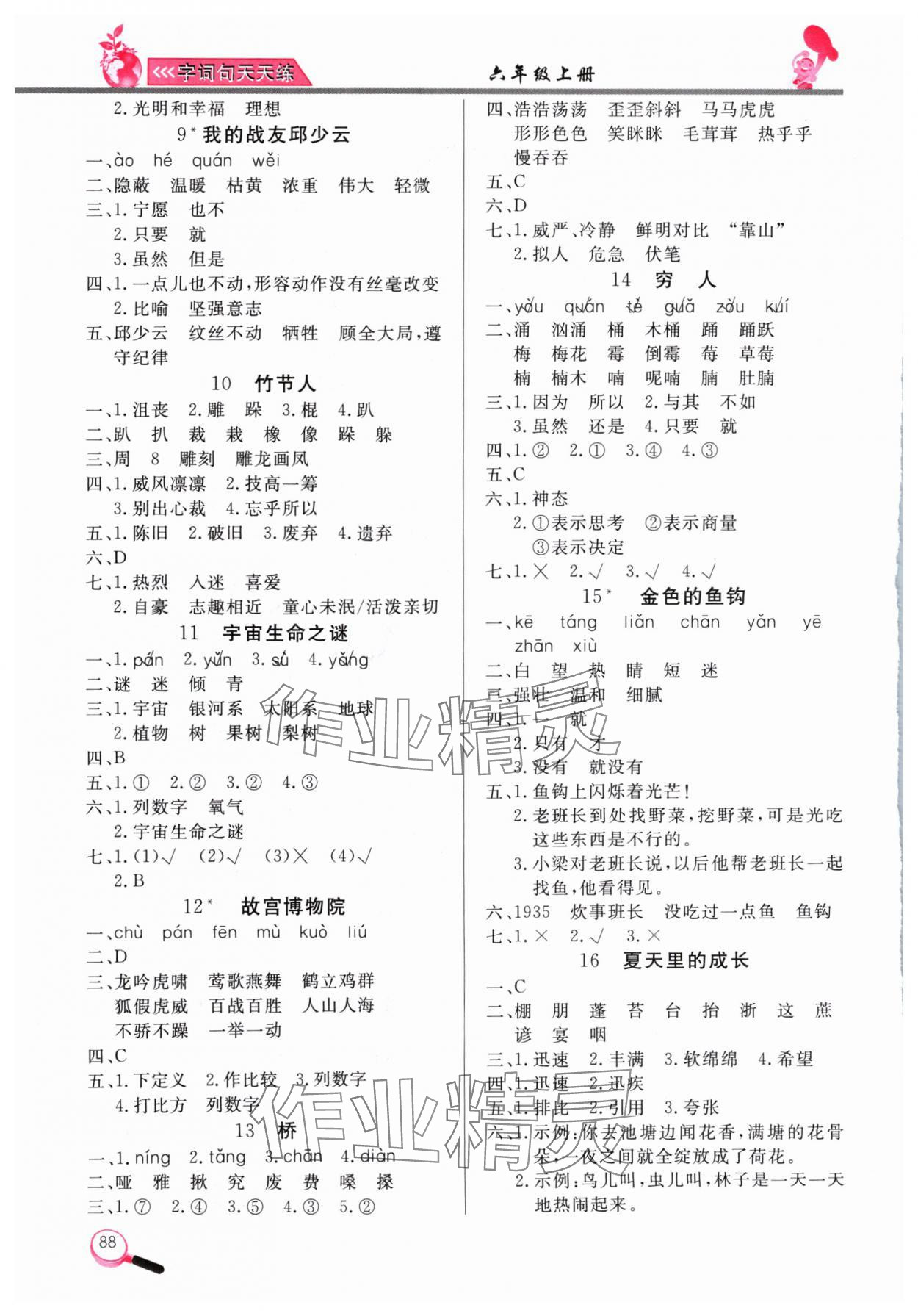 2024年字词句天天练六年级语文上册人教版 第2页
