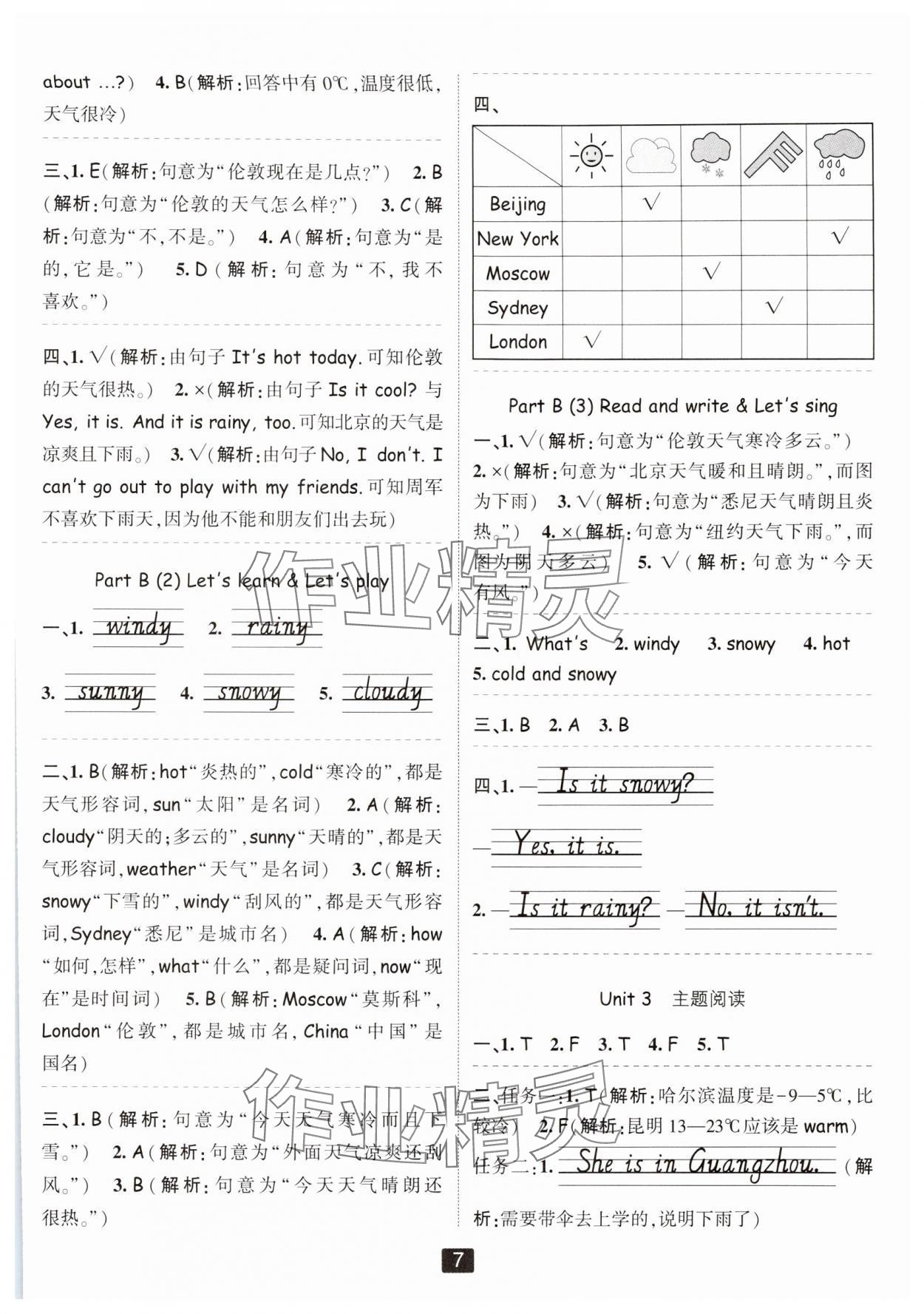 2024年励耘书业励耘新同步四年级英语下册人教版 参考答案第6页