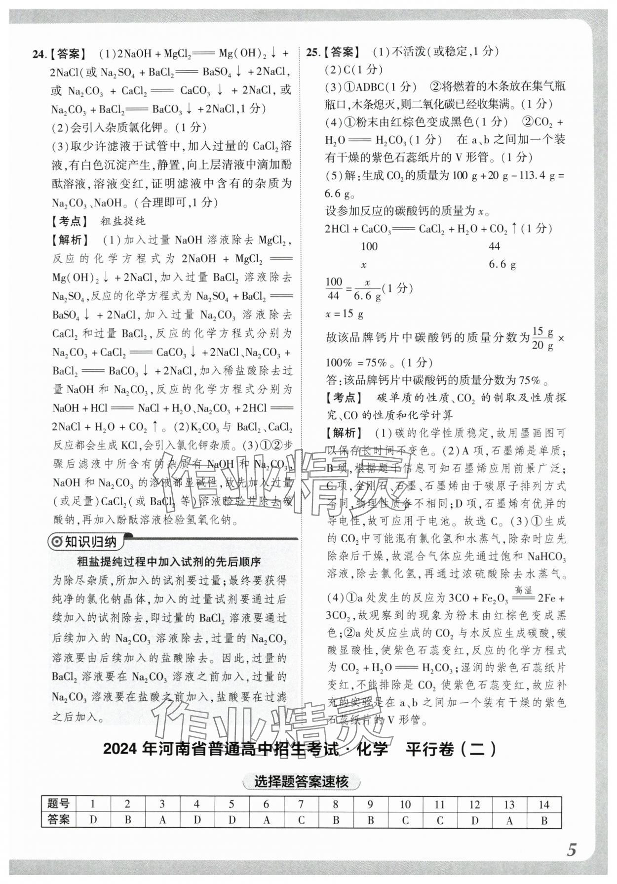 2024年原創(chuàng)仿真卷化學(xué)中考河南專(zhuān)版 參考答案第5頁(yè)