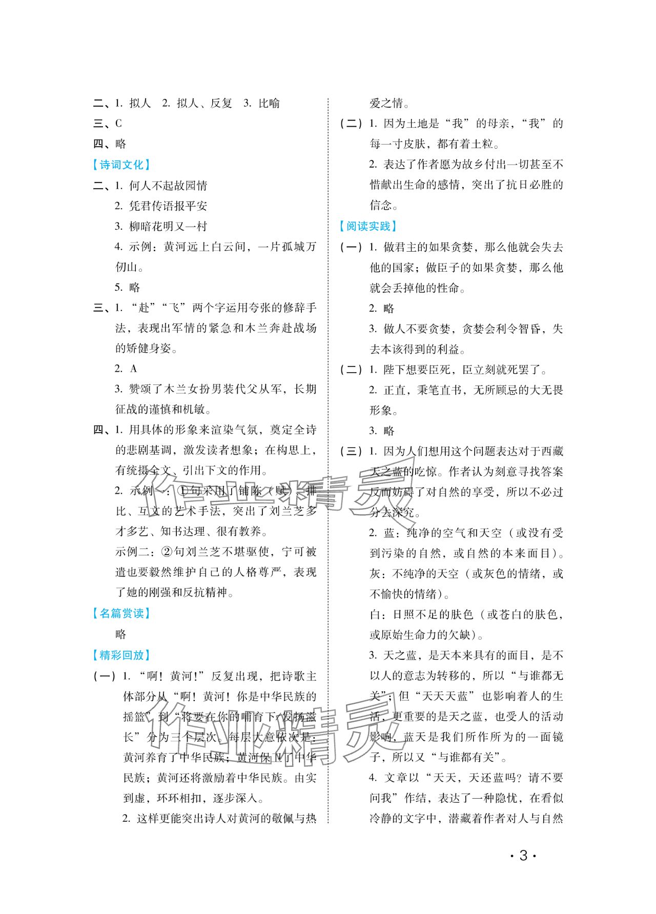 2024年七彩假期河北少年兒童出版社七年級(jí)語(yǔ)文 參考答案第3頁(yè)