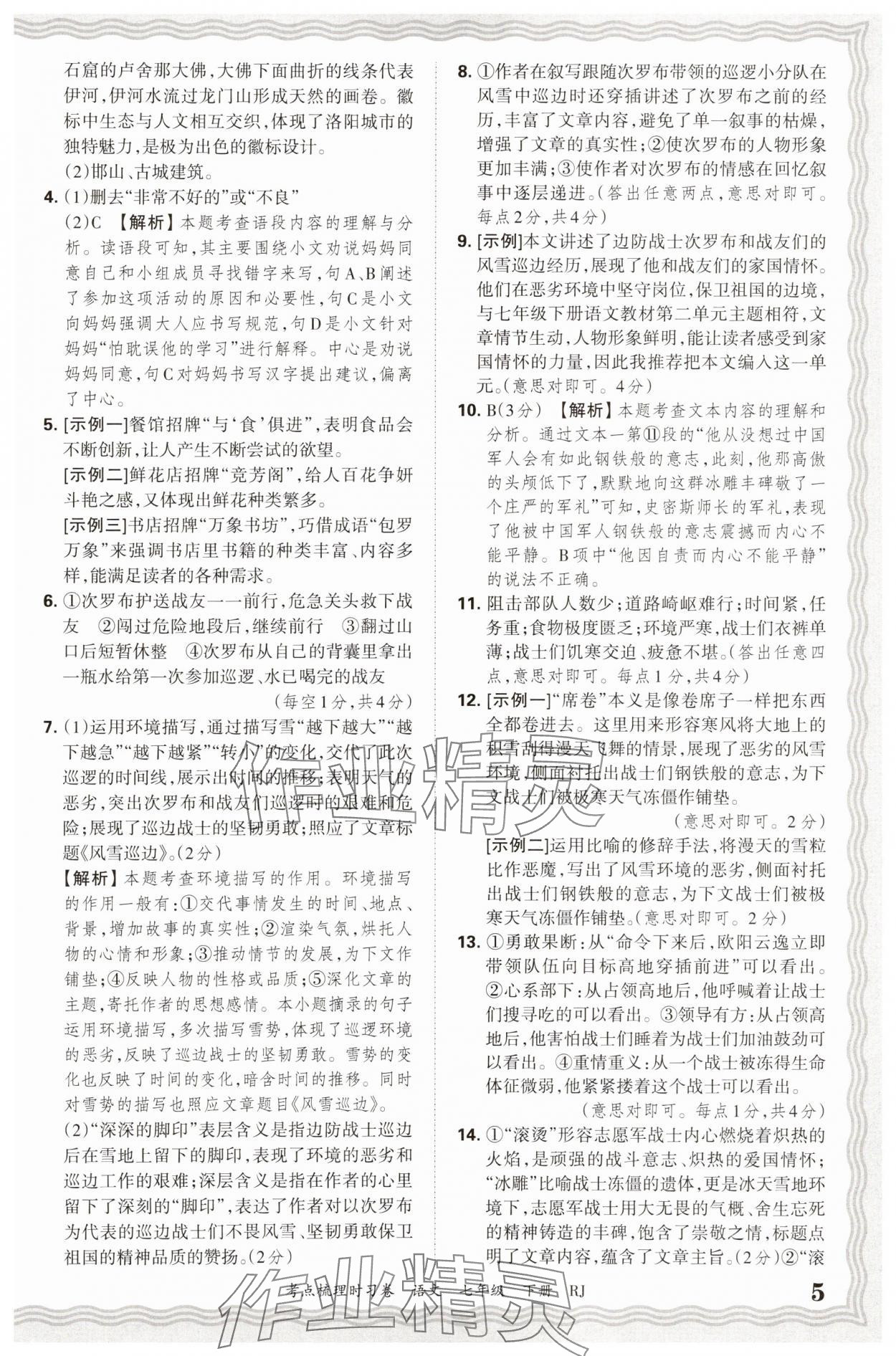 2025年王朝霞考点梳理时习卷七年级语文下册人教版 第5页