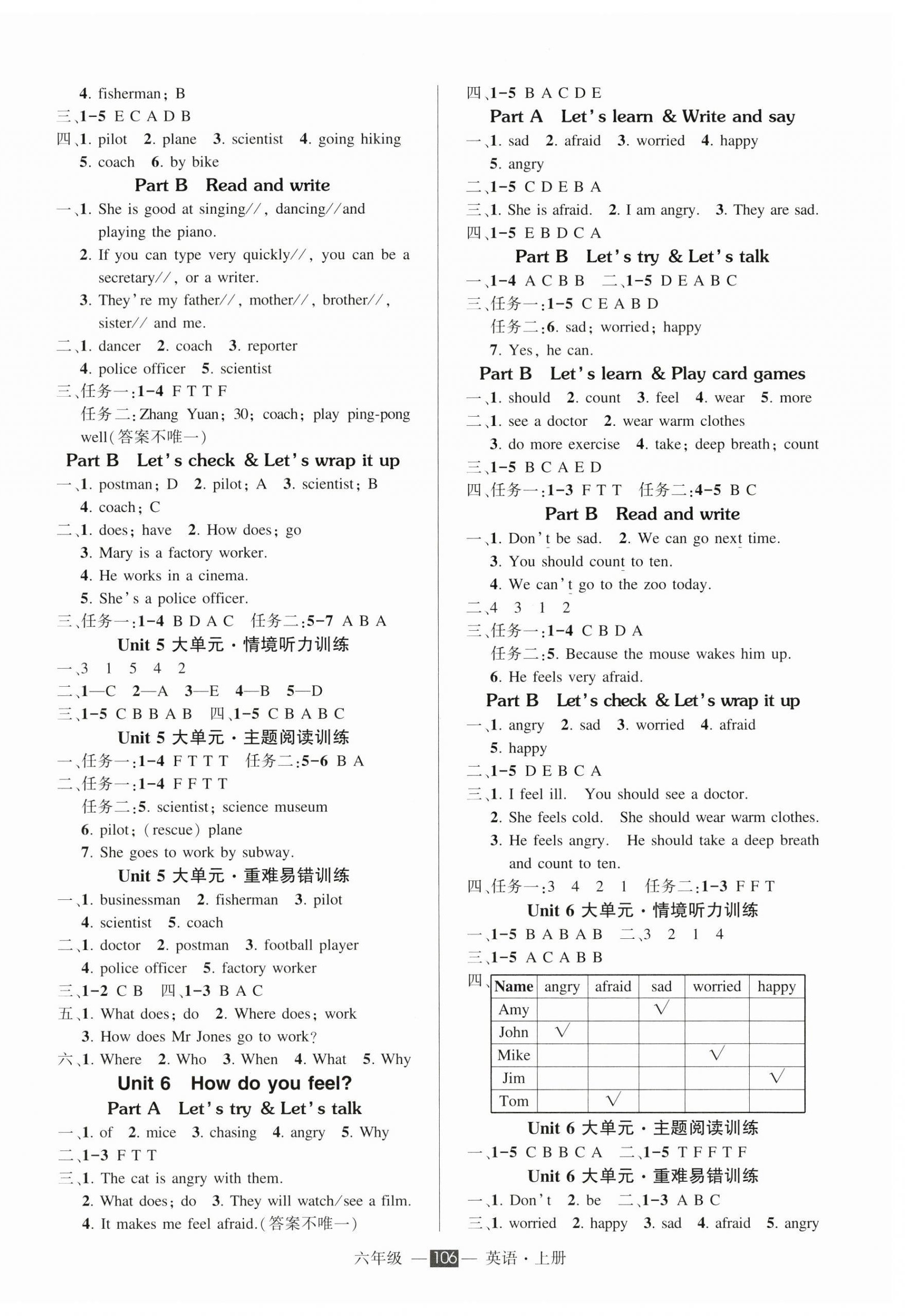 2024年状元成才路创优作业100分六年级英语上册人教版浙江专版 参考答案第4页