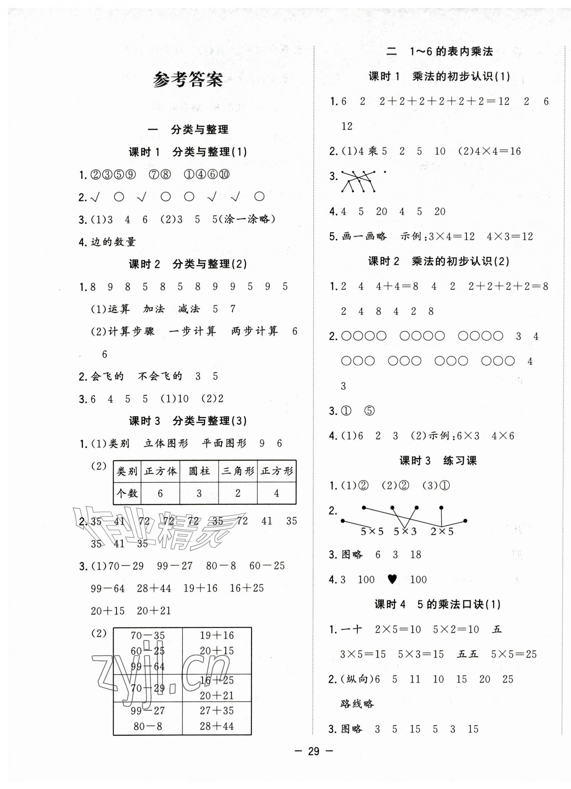 2026年全优作业本二年级数学上册人教版&nbsp;第1页