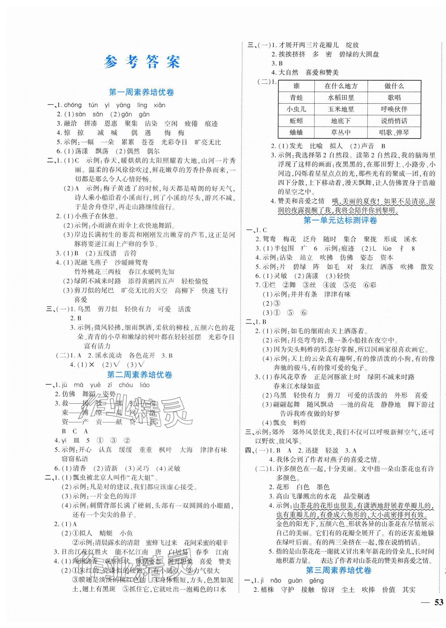 2025年金優(yōu)教輔全能練考卷三年級語文下冊人教版 第1頁