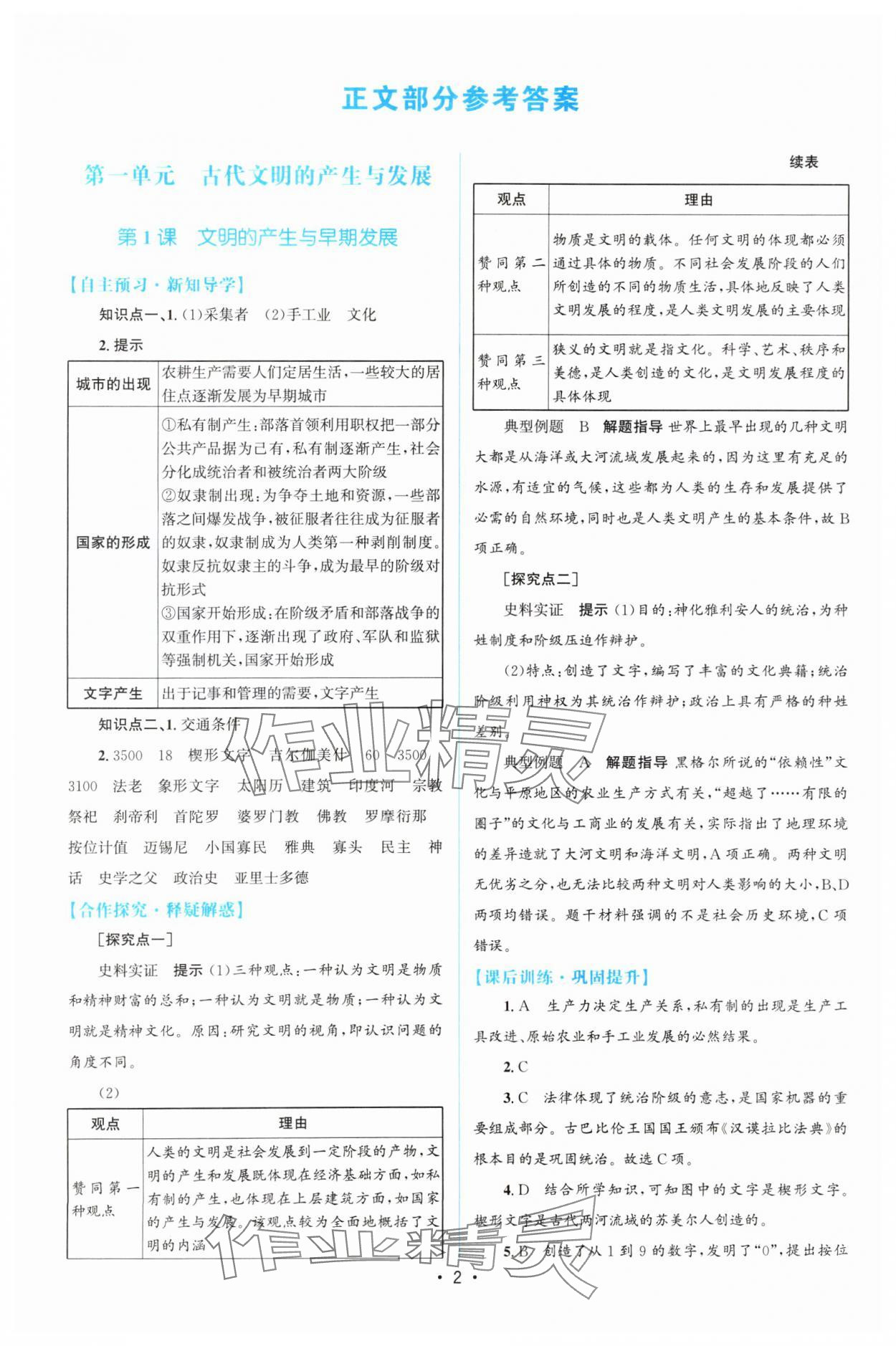 2024年高中同步测控优化设计历史必修下册人教版增强版 参考答案第1页