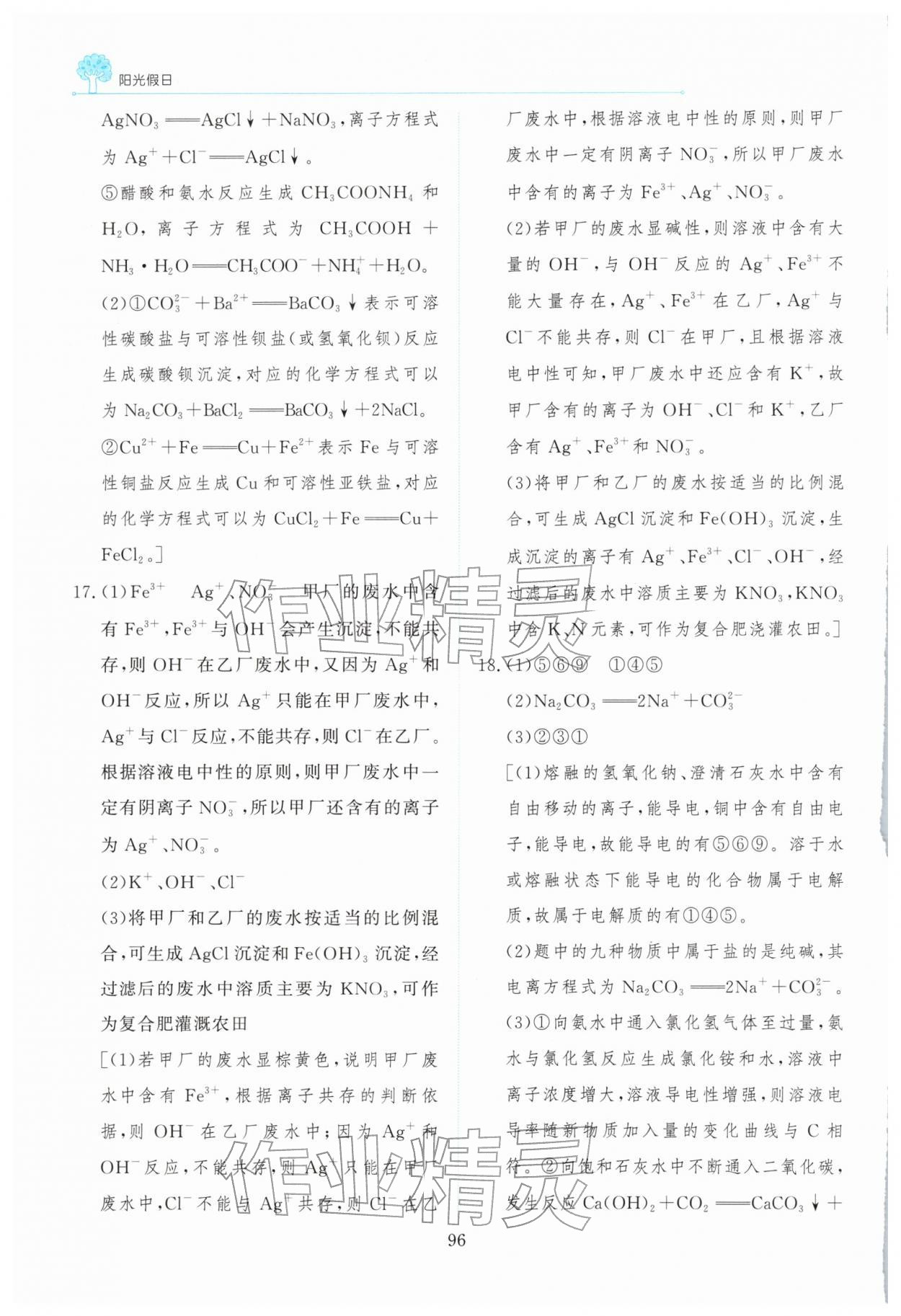 2026年陽光假日寒假高一化學(xué)&nbsp;第8頁