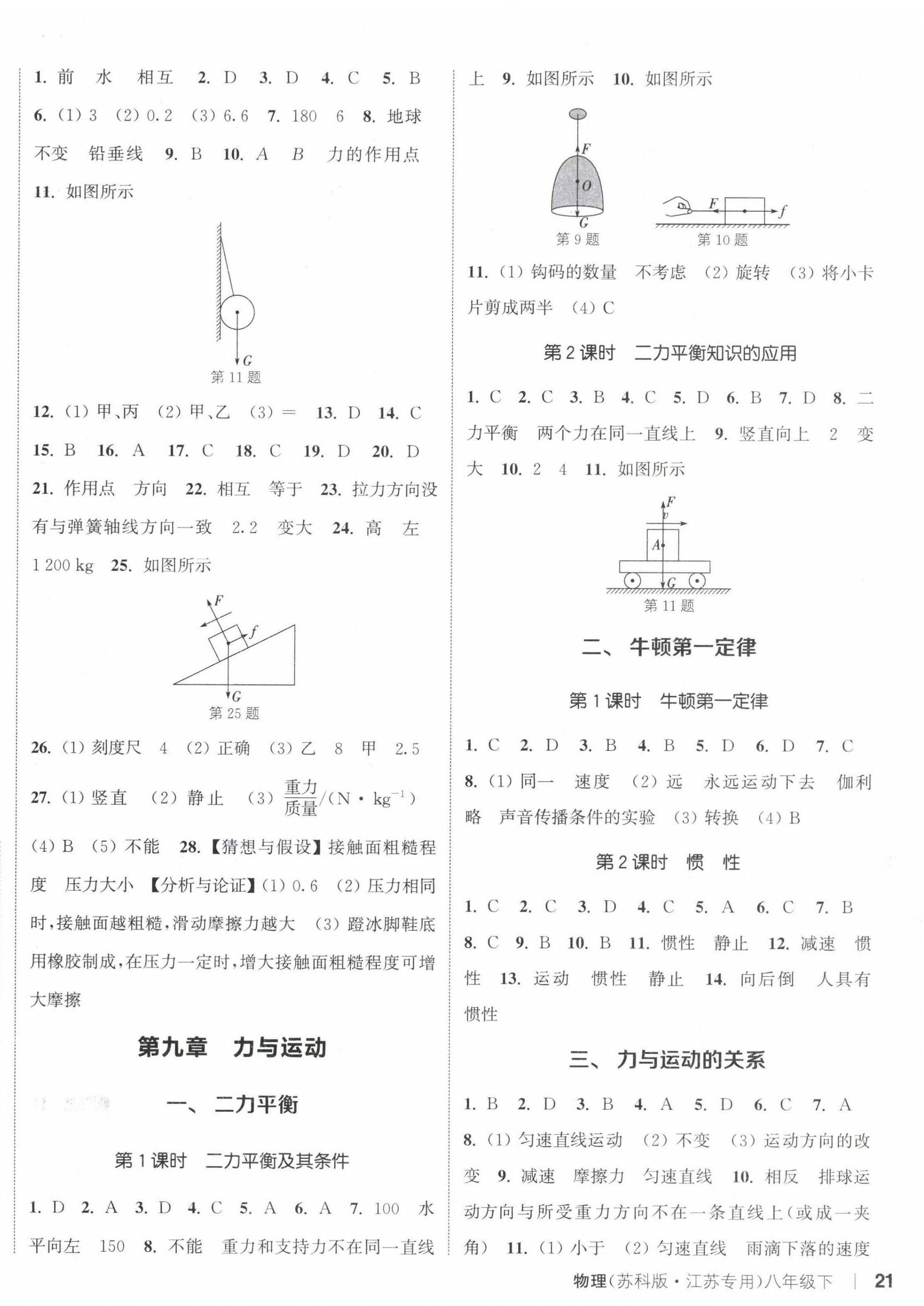 2024年通城學(xué)典課時(shí)作業(yè)本八年級(jí)物理下冊(cè)蘇科版江蘇專版 參考答案第6頁(yè)