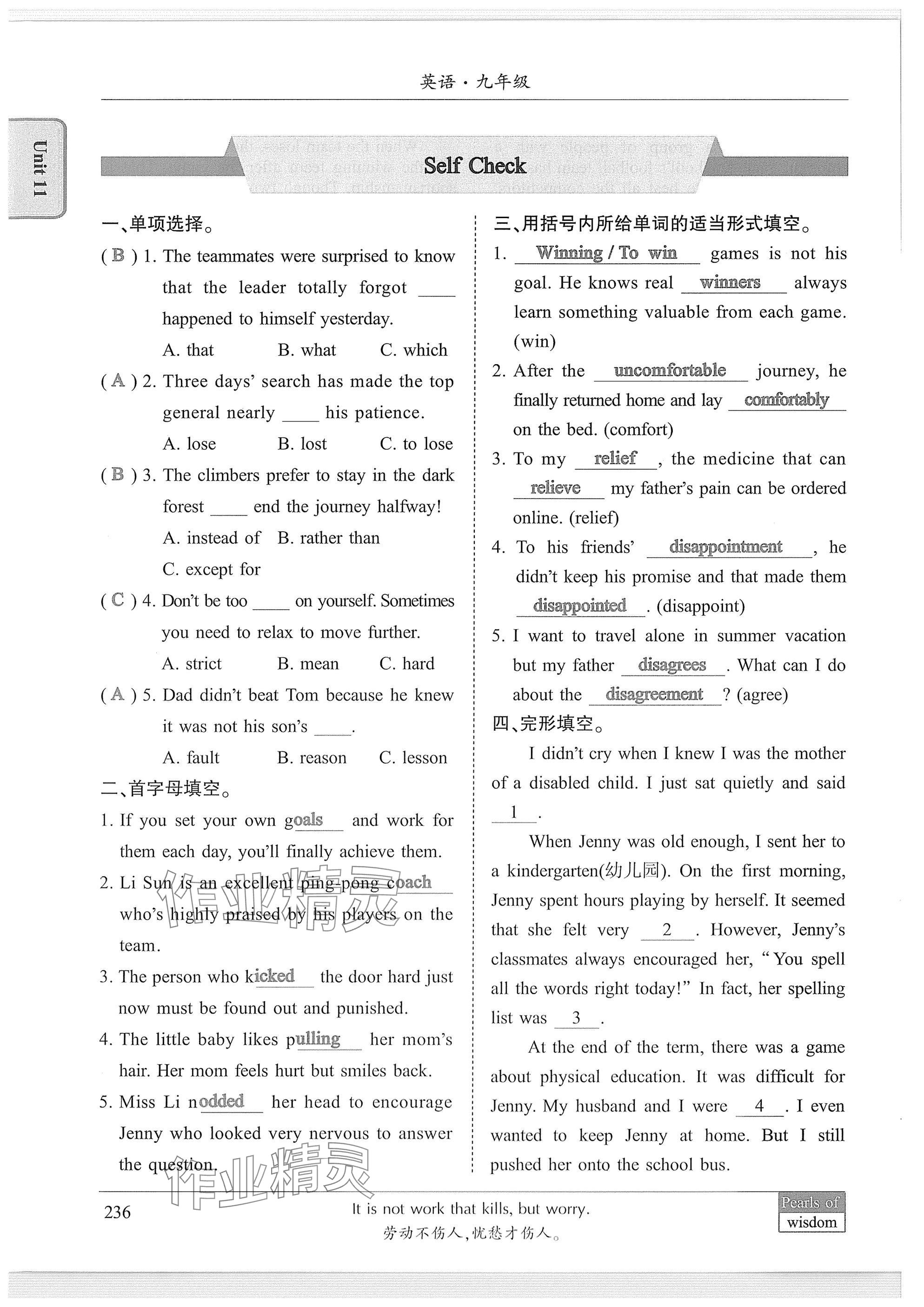 2025年新視界初中英語九年級英語下冊人教版 參考答案第16頁