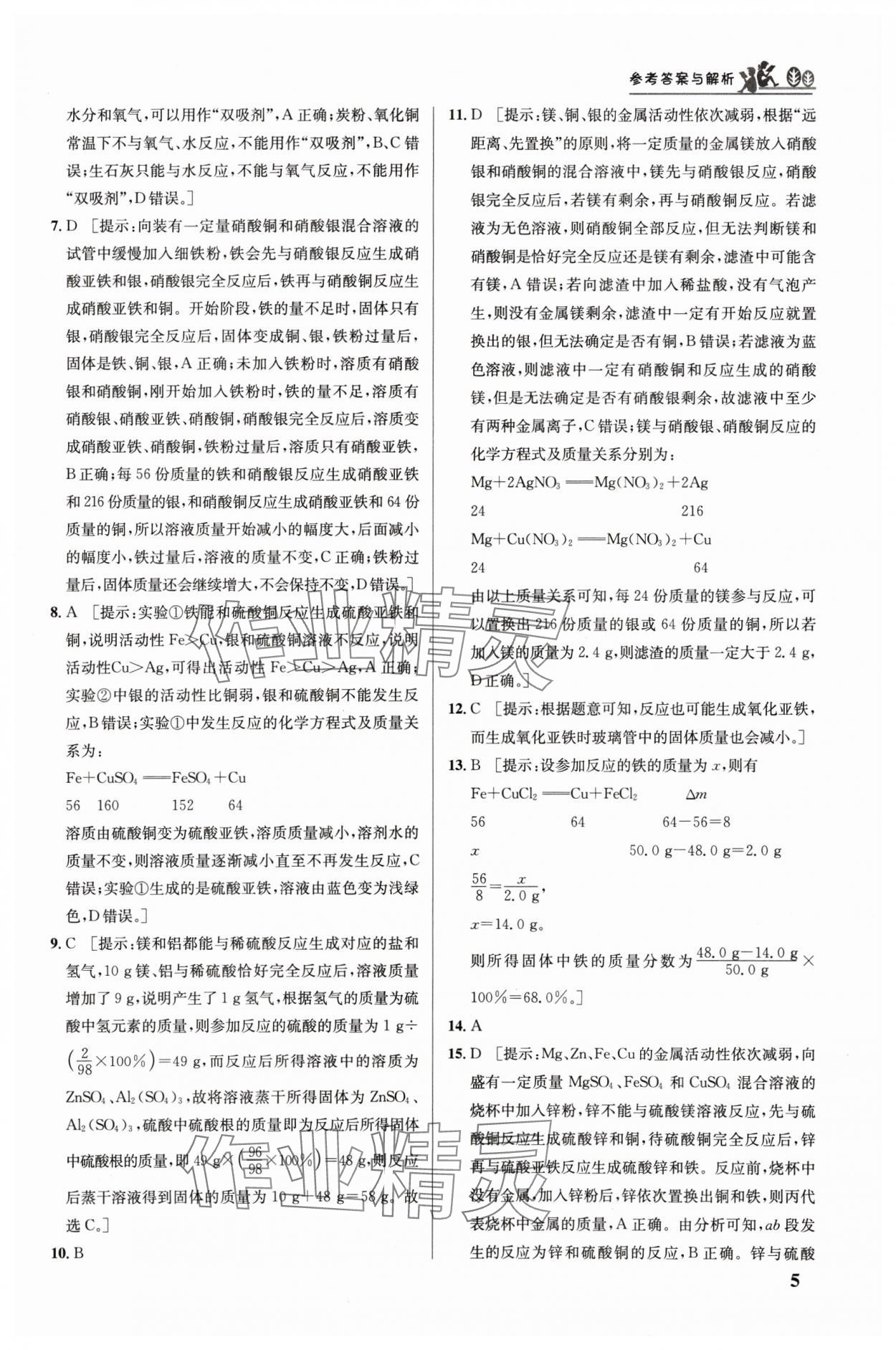 2025年重难点手册九年级化学下册人教版 第5页