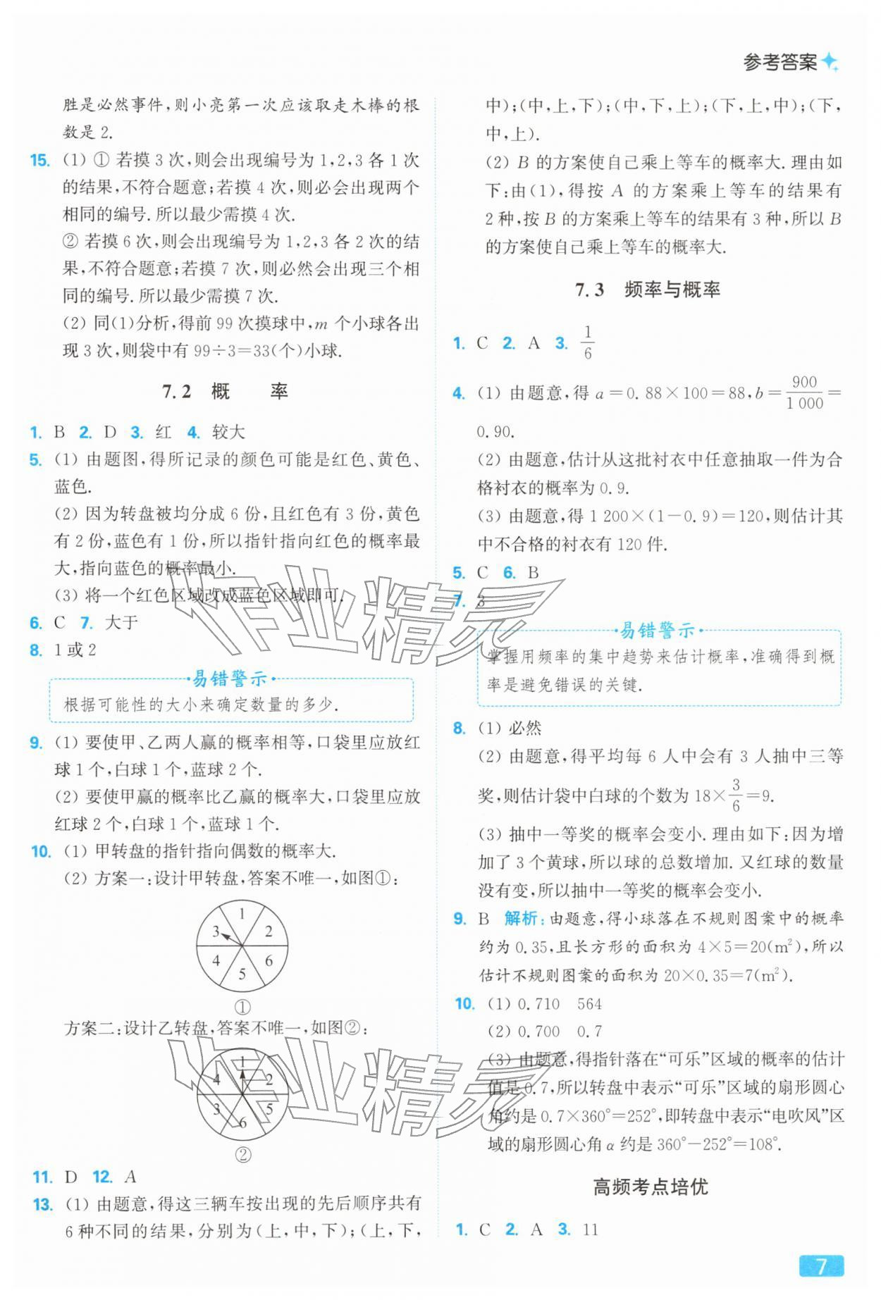 2026年亮點(diǎn)給力提優(yōu)課時作業(yè)本八年級數(shù)學(xué)下冊蘇科版&nbsp;參考答案第7頁
