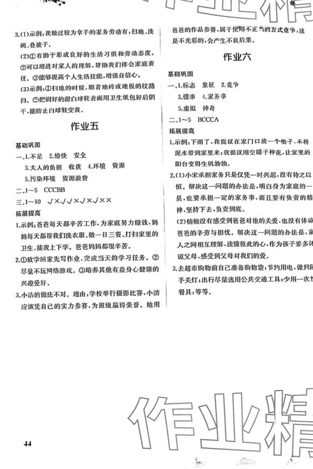 2024年寒假作业湖南教育出版社四年级综合 第2页