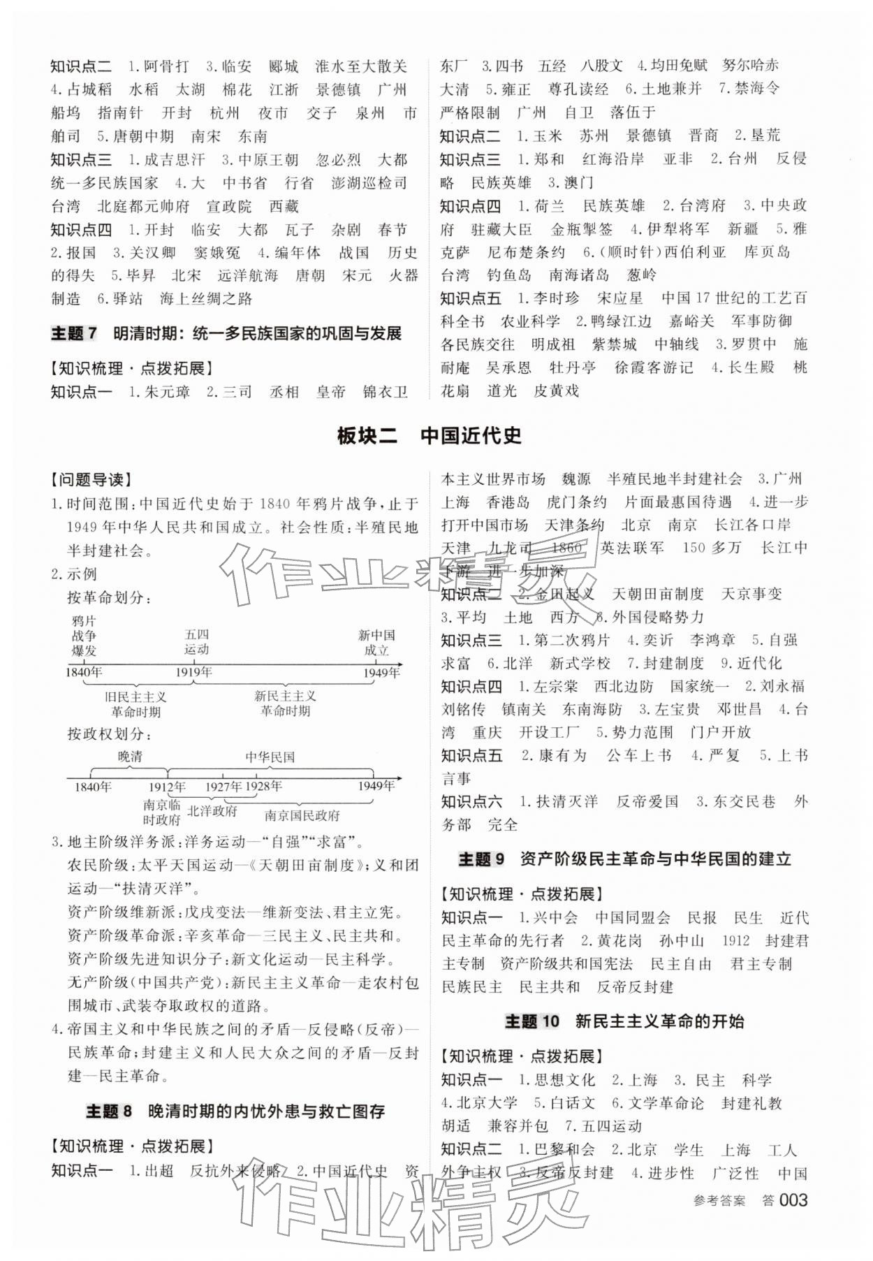2026年全品中考復習方案歷史&nbsp;參考答案第2頁