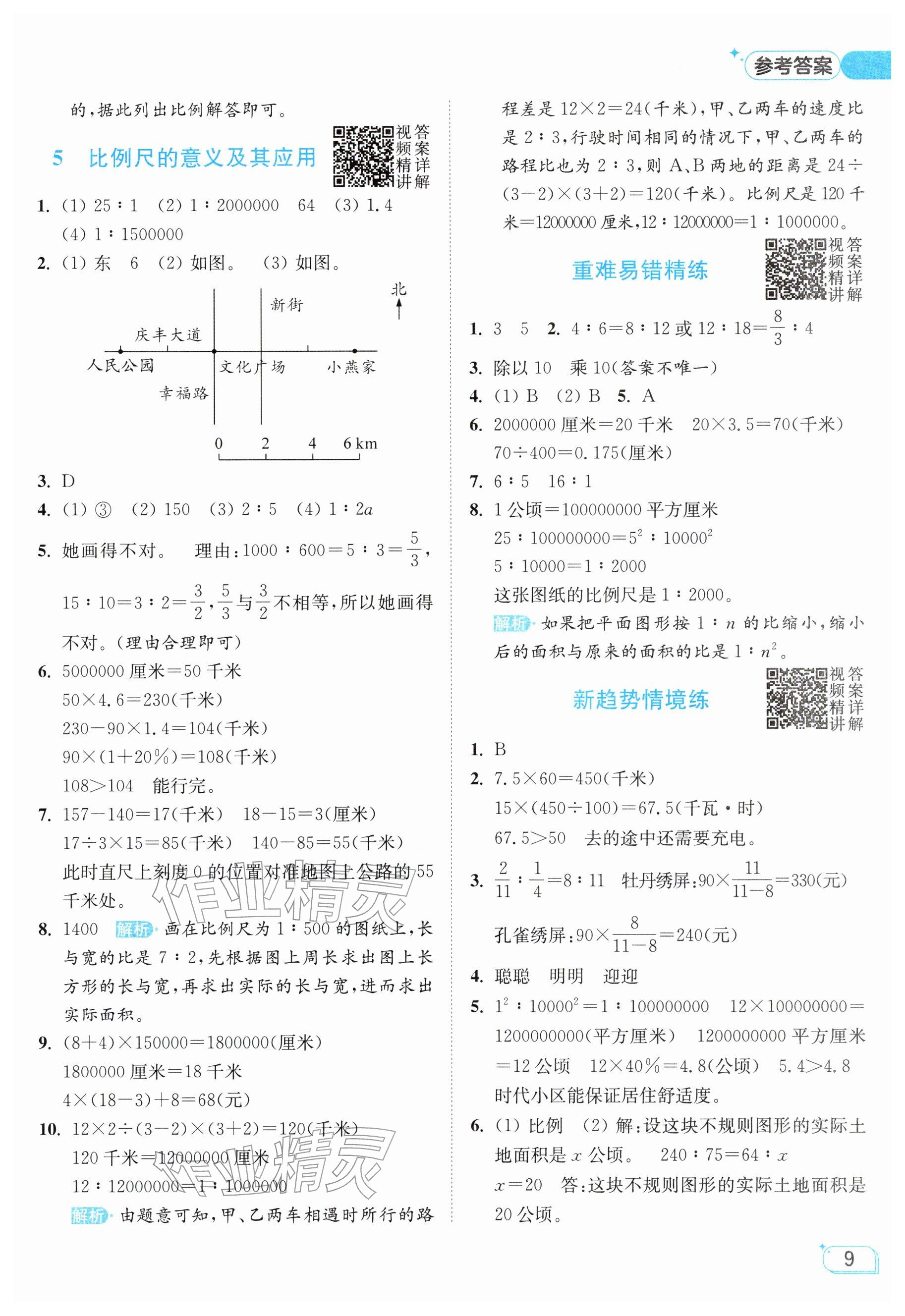2026年亮点给力提优班六年级数学下册苏教版&nbsp;参考答案第9页