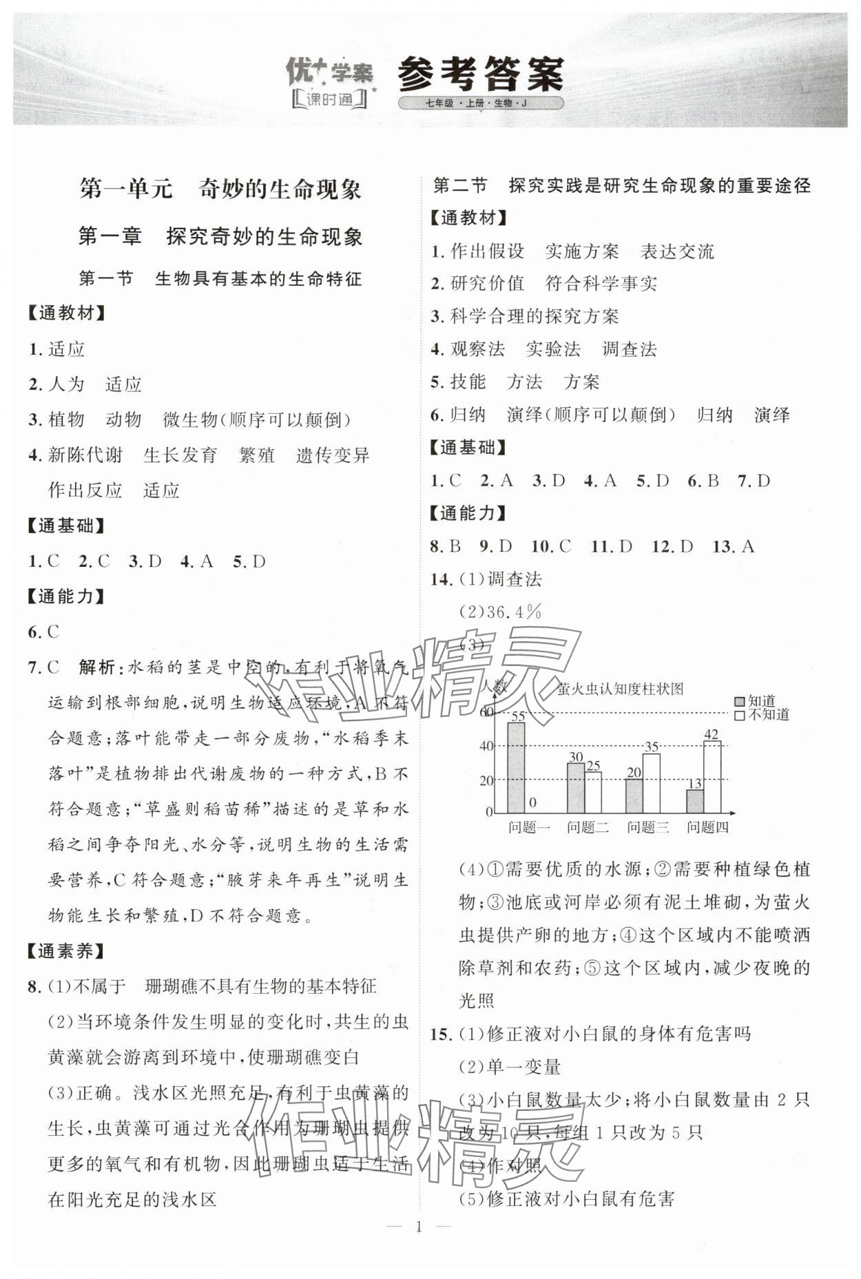 2024年优加学案课时通七年级生物上册济南版 第1页