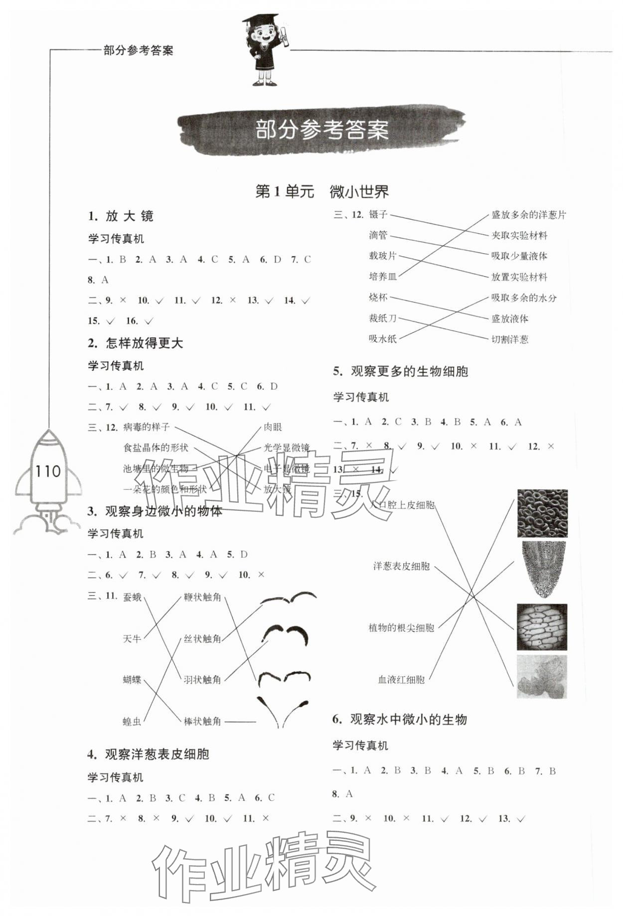 2023年小學(xué)科學(xué)習(xí)作六年級(jí)上冊(cè)教科版 參考答案第1頁(yè)