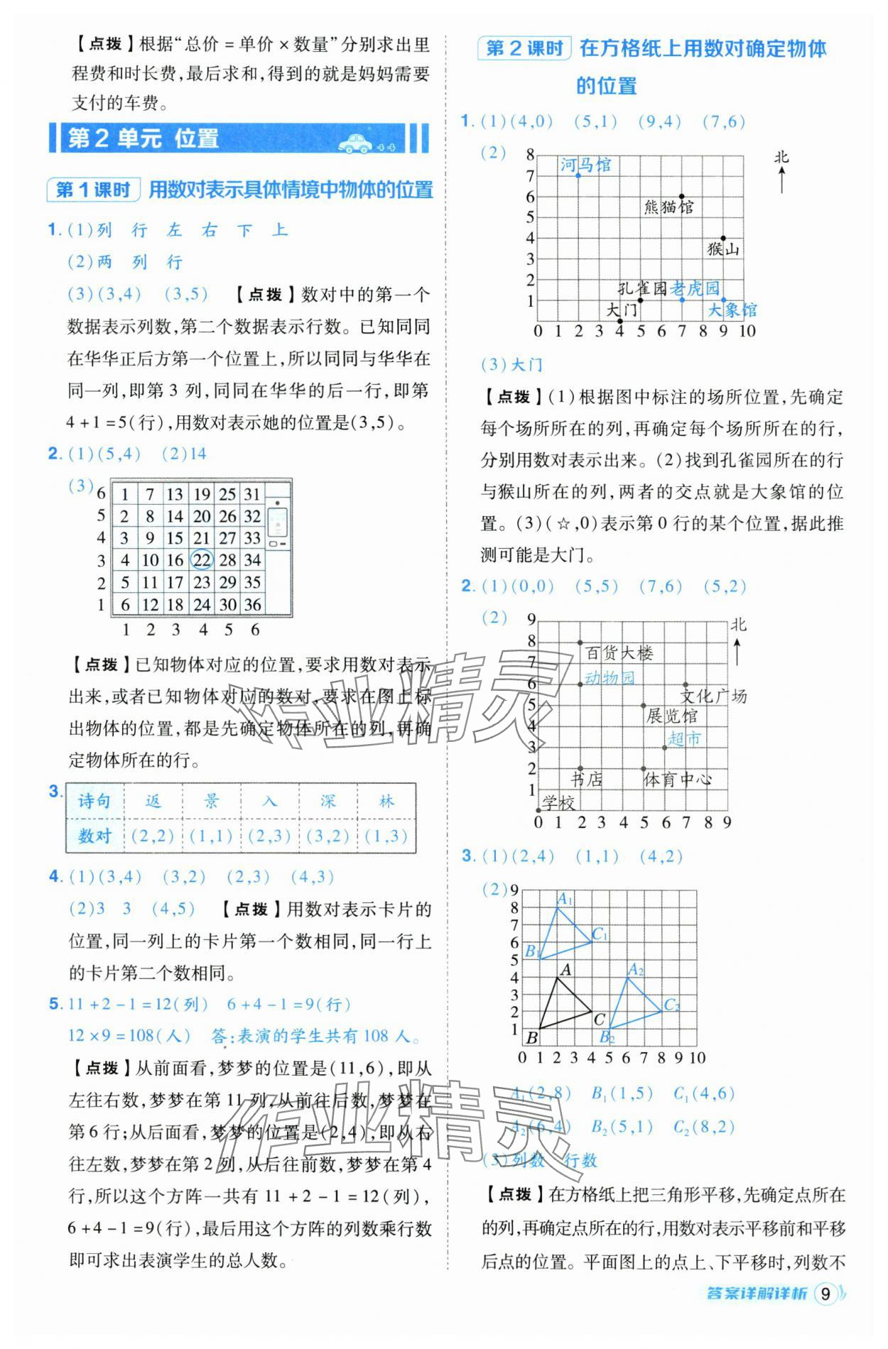 2024年綜合應(yīng)用創(chuàng)新題典中點(diǎn)五年級(jí)數(shù)學(xué)上冊(cè)人教版（Y專版） 參考答案第9頁(yè)