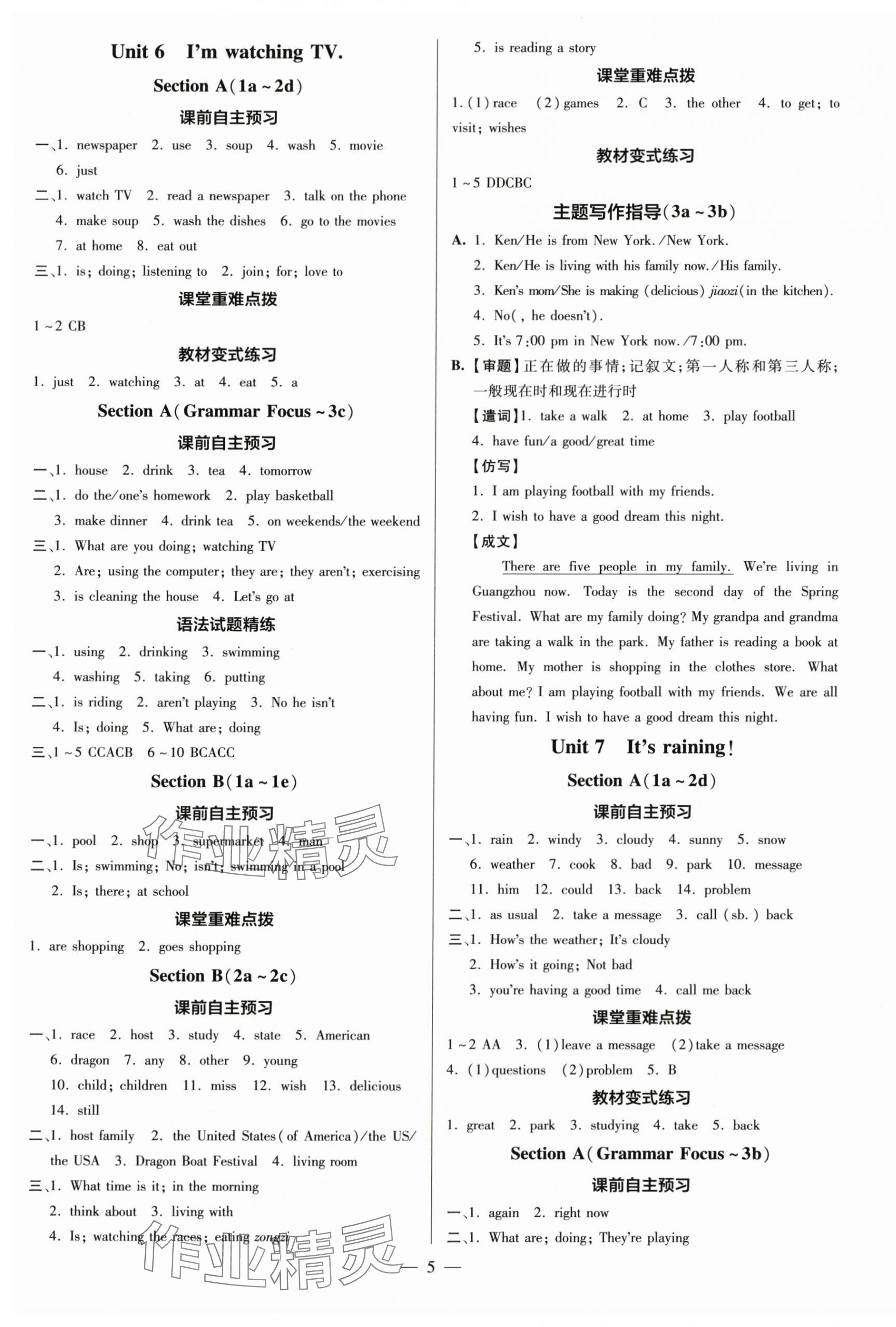 2024年領(lǐng)跑作業(yè)本七年級(jí)英語(yǔ)下冊(cè)人教版廣東專(zhuān)版 第5頁(yè)