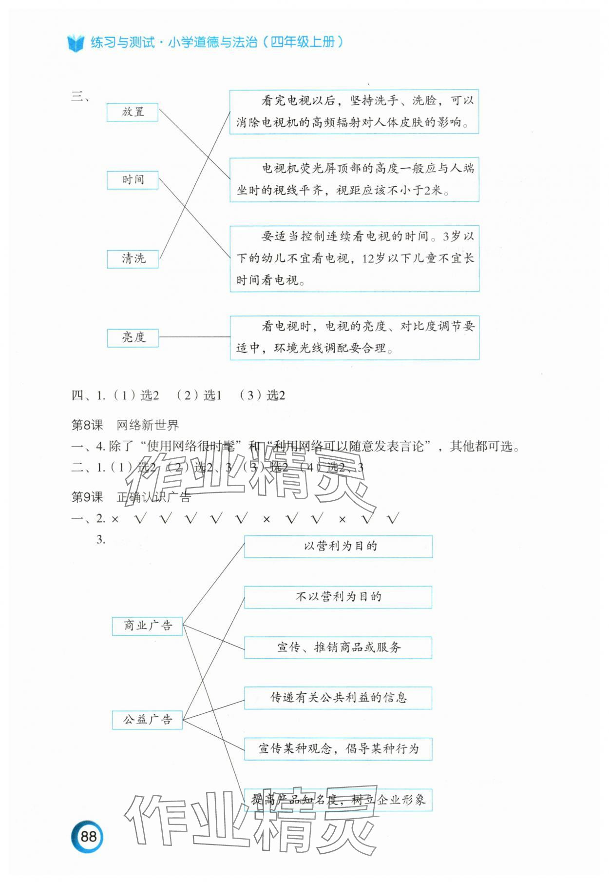 2025年练习与测试四年级道德与法治上册人教版陕西专版 参考答案第2页