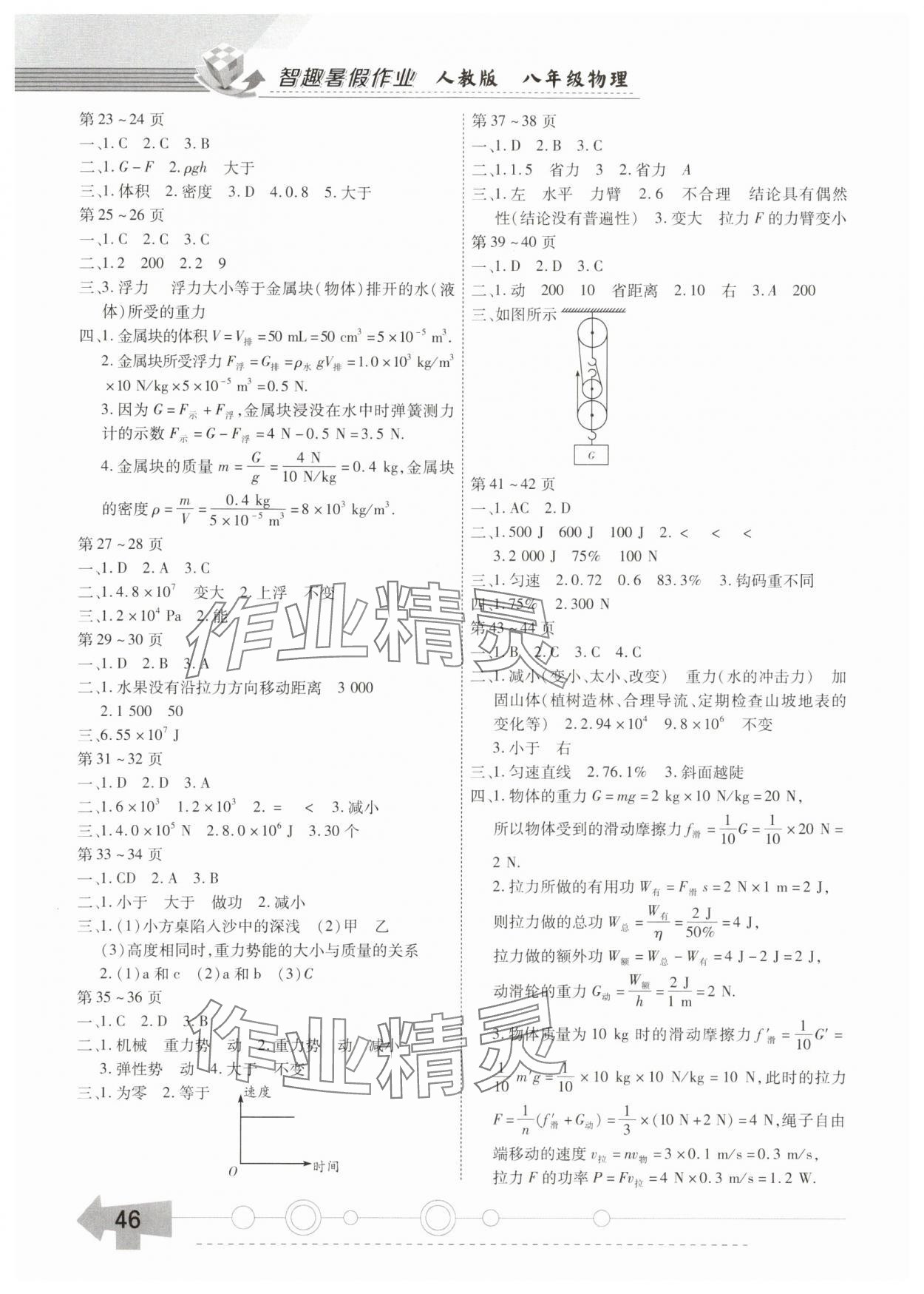 2025年智趣暑假作业八年级物理人教版 第2页
