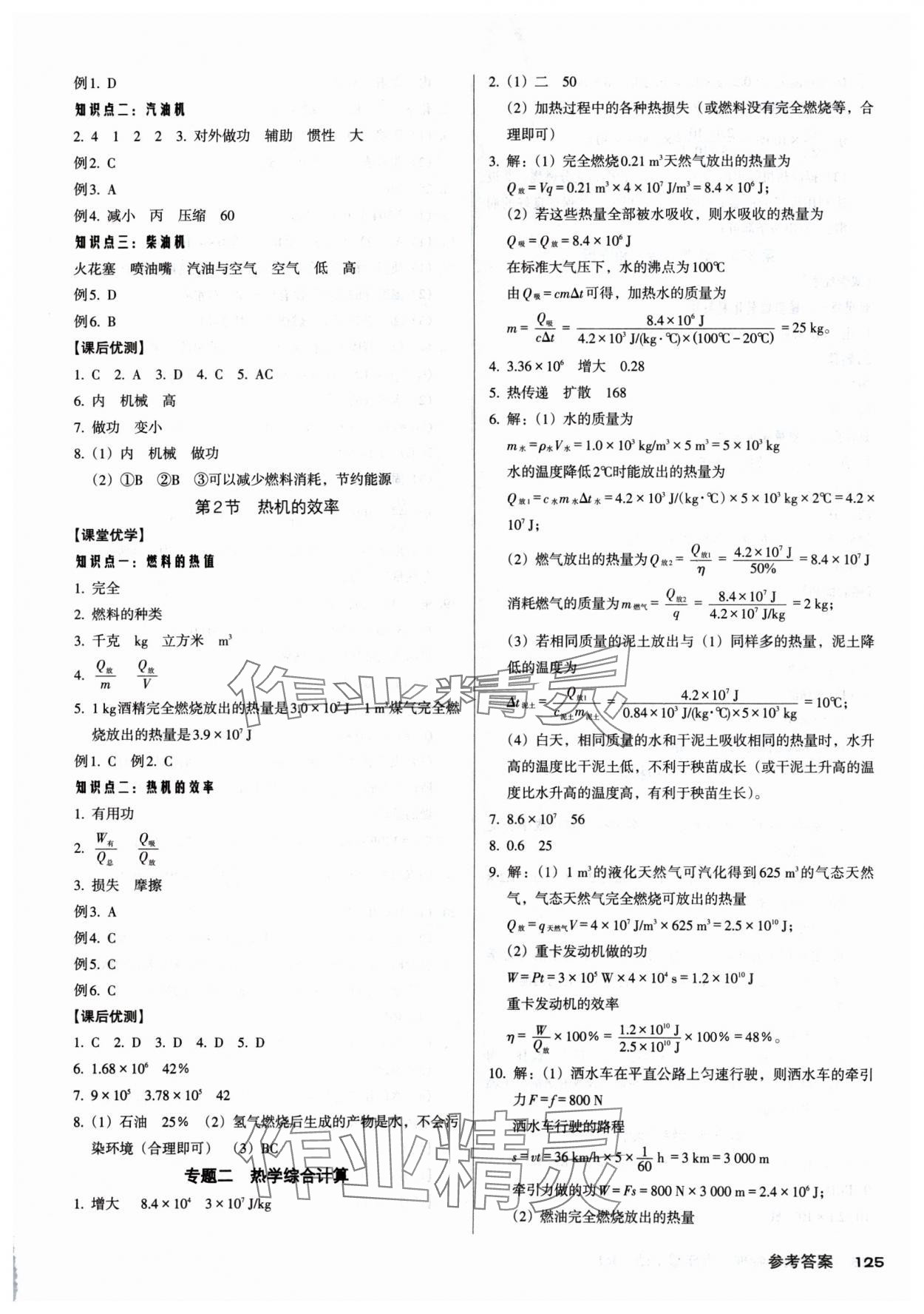 2024年全優(yōu)點(diǎn)練課計(jì)劃九年級(jí)物理上冊(cè)人教版 參考答案第3頁(yè)