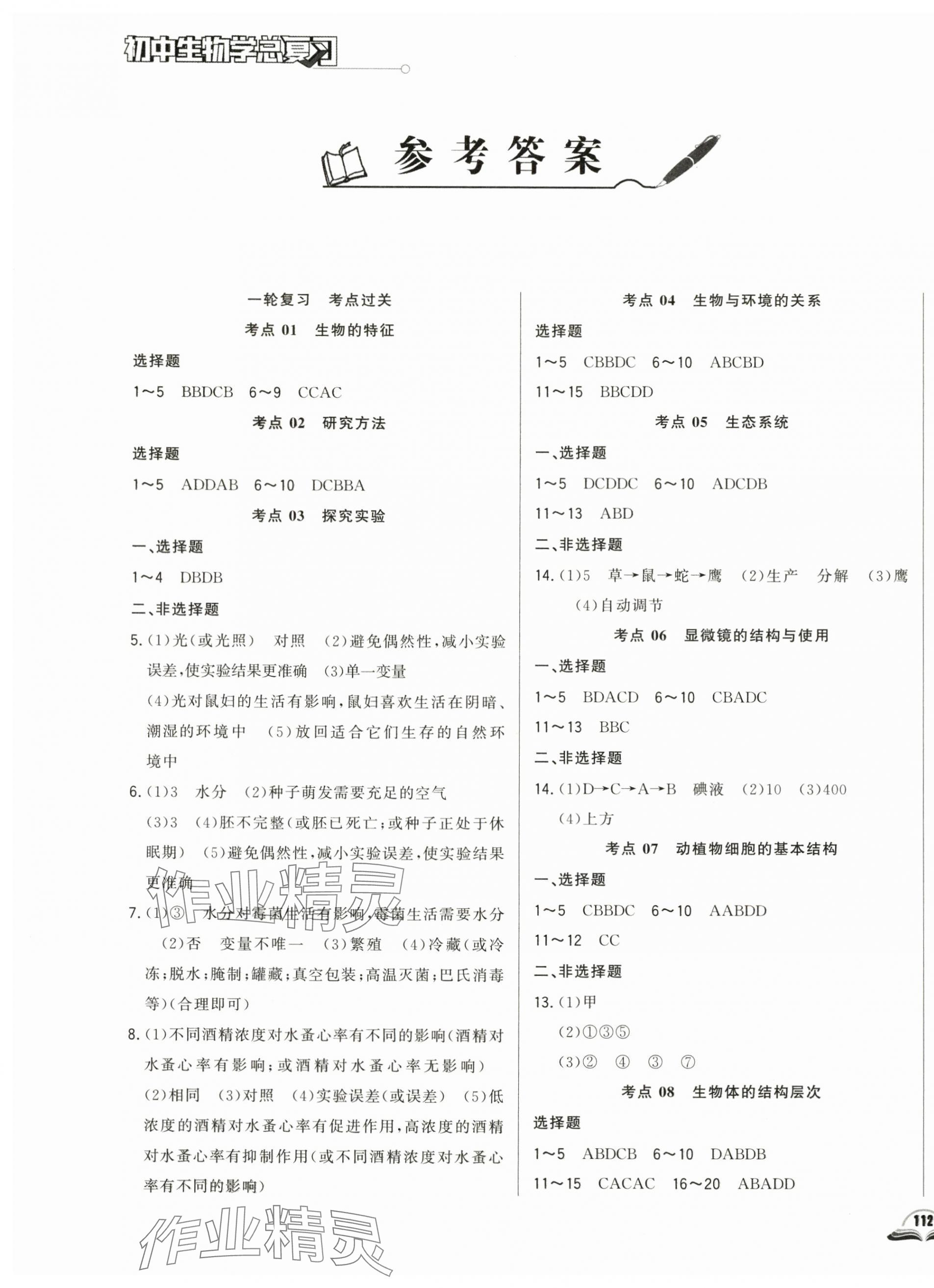 2024年勝券在握初中總復習生物人教版 第1頁