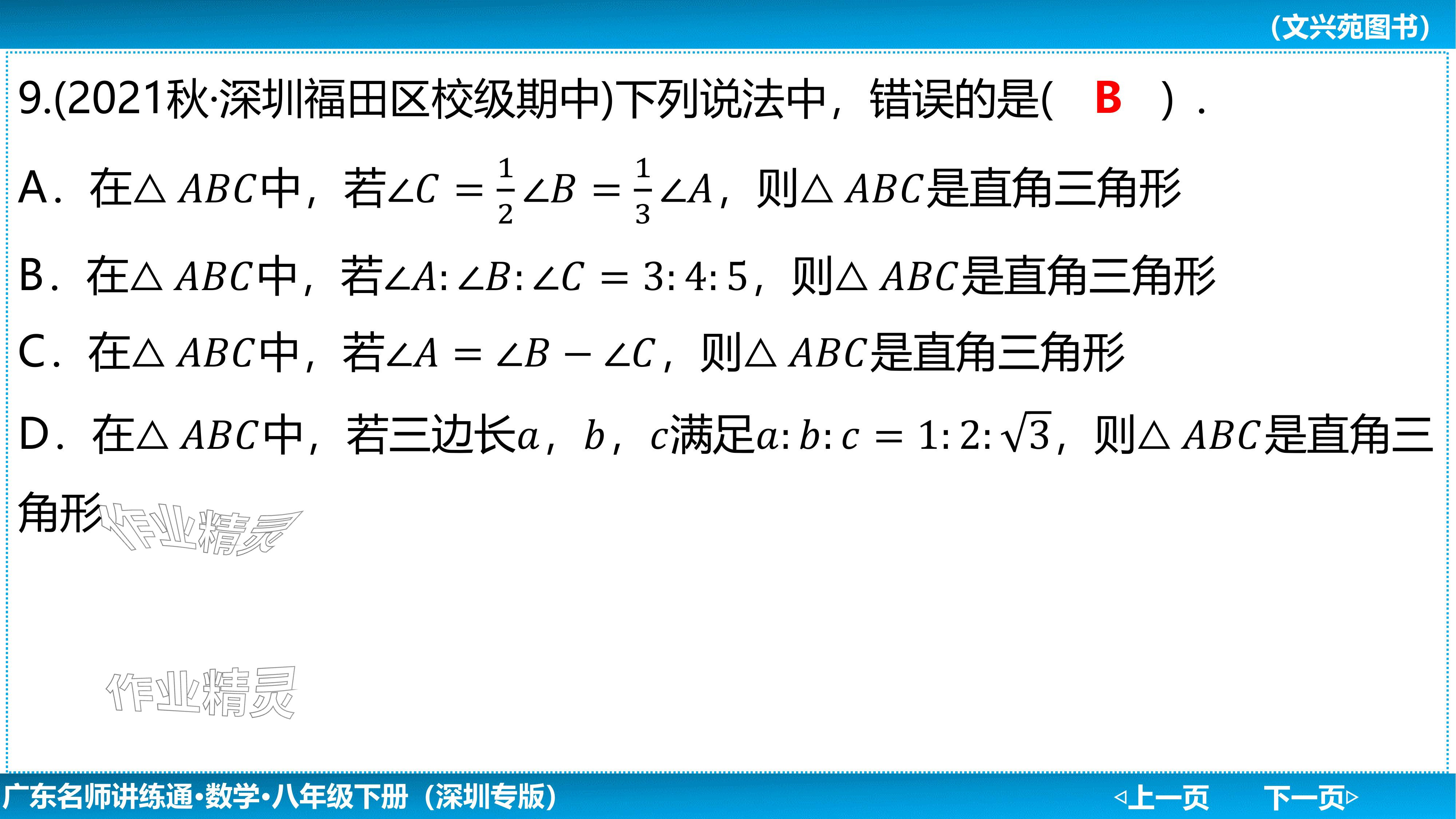 2024年廣東名師講練通八年級數學下冊北師大版深圳專版基礎版 參考答案第16頁