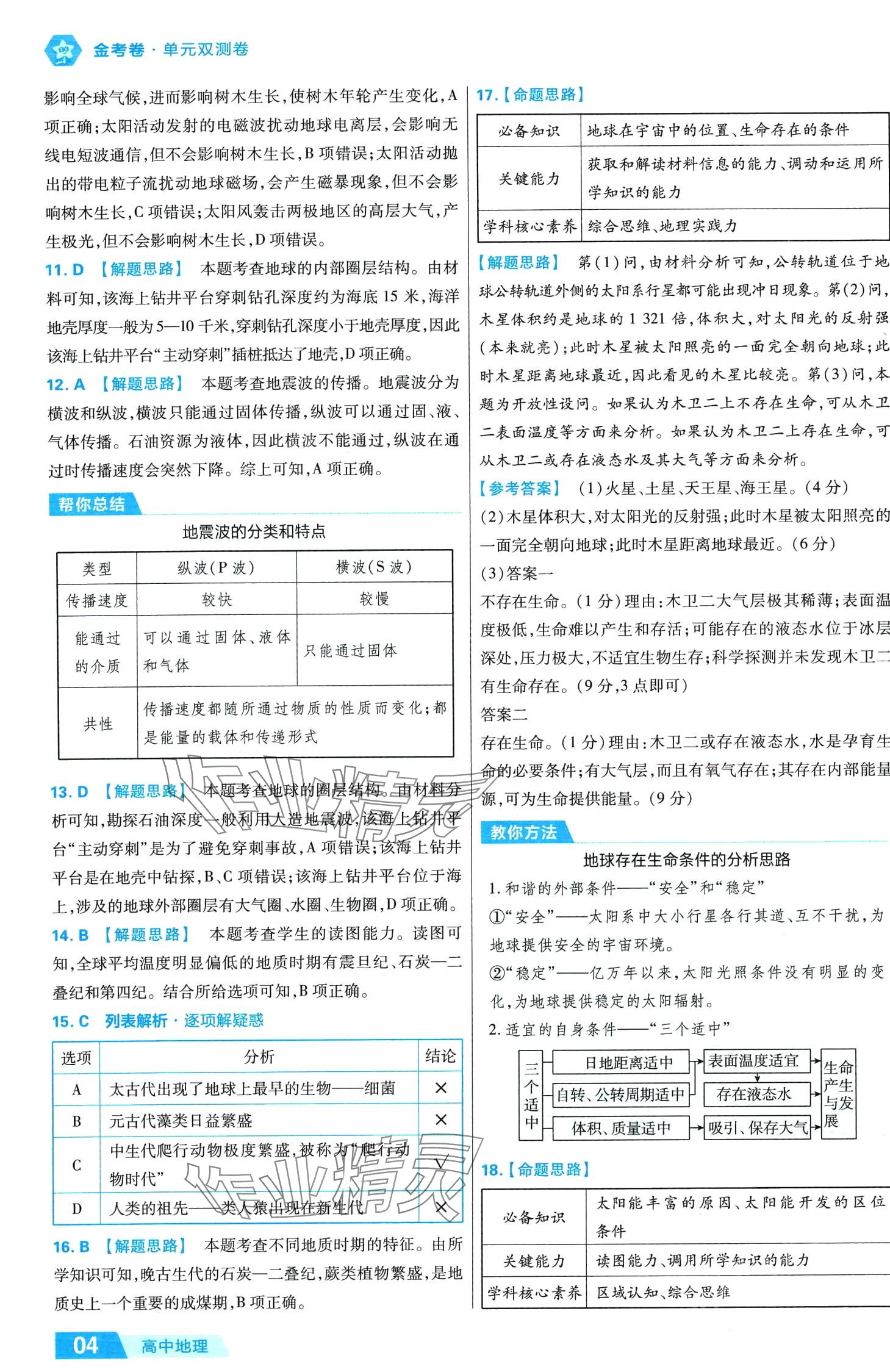 2024年金考卷活頁題選高中地理必修第一冊中圖版 第4頁