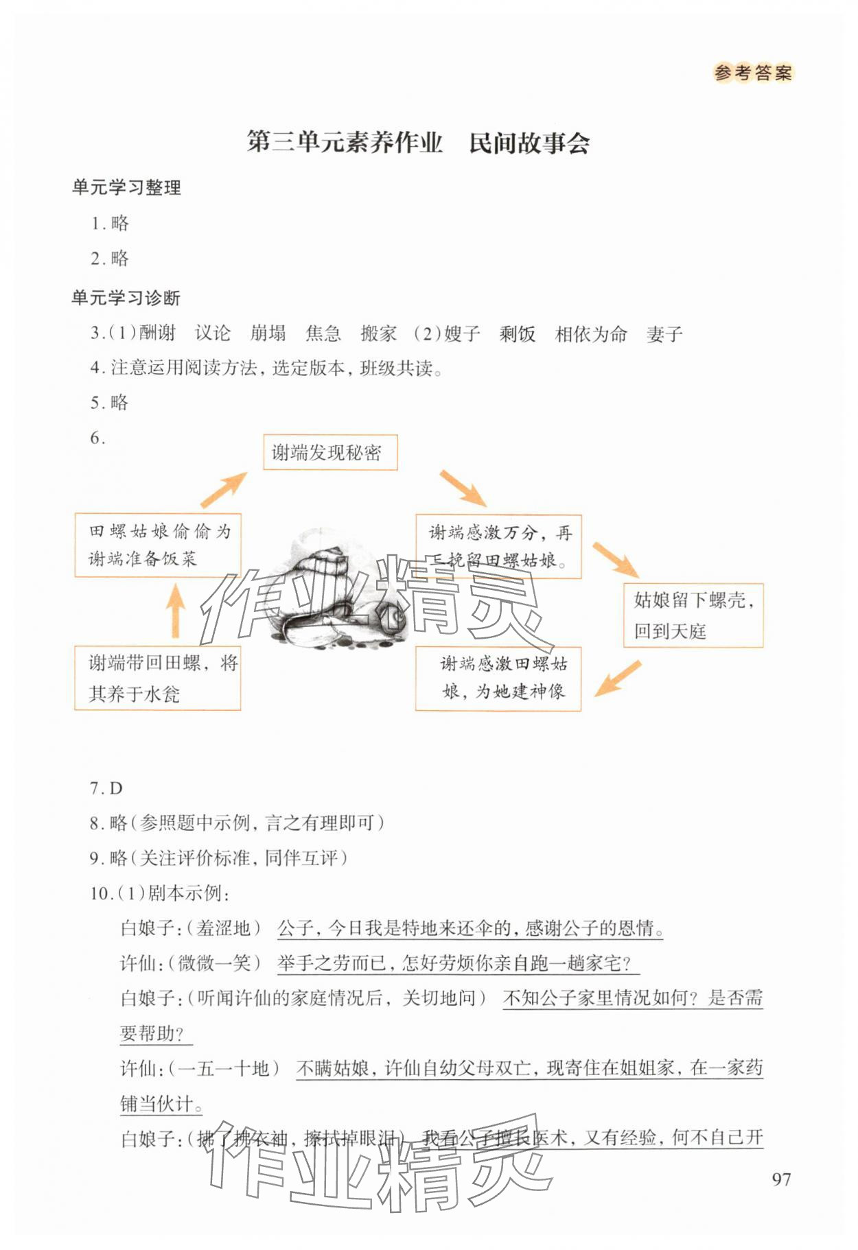 2024年小學單元素養(yǎng)作業(yè)五年級語文上冊人教版 參考答案第3頁