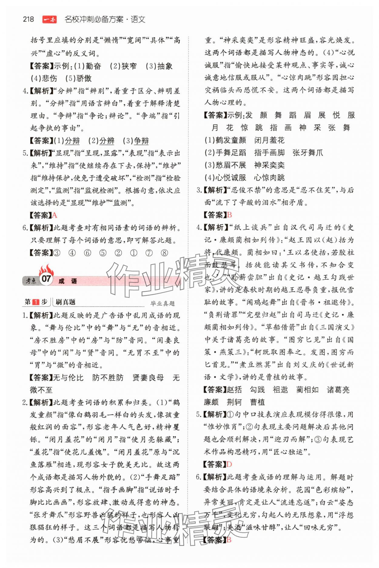 2025年一本名校冲刺必备方案六年级语文 第8页