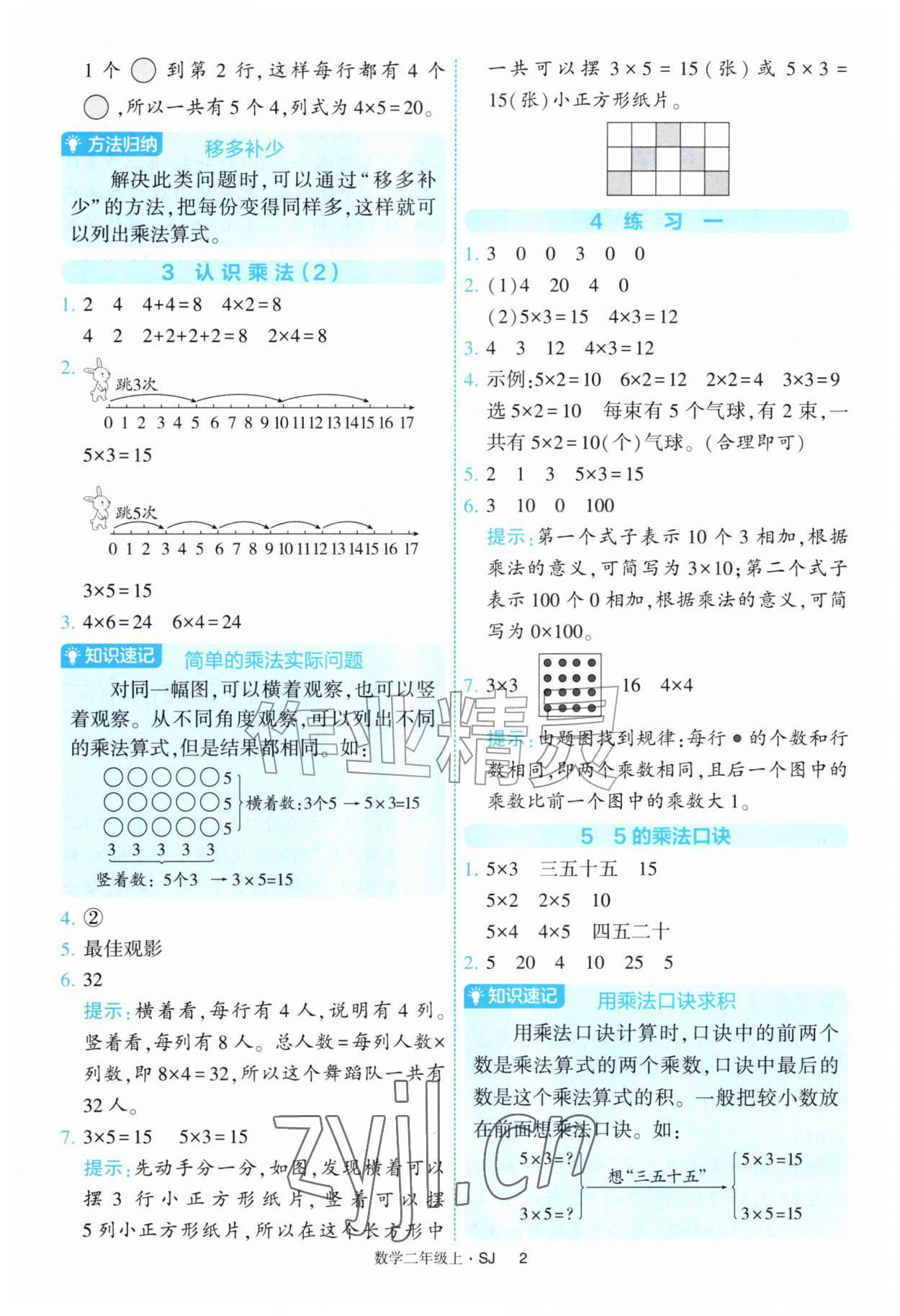 2026年经纶学典提高班二年级数学上册苏教版&nbsp;参考答案第2页