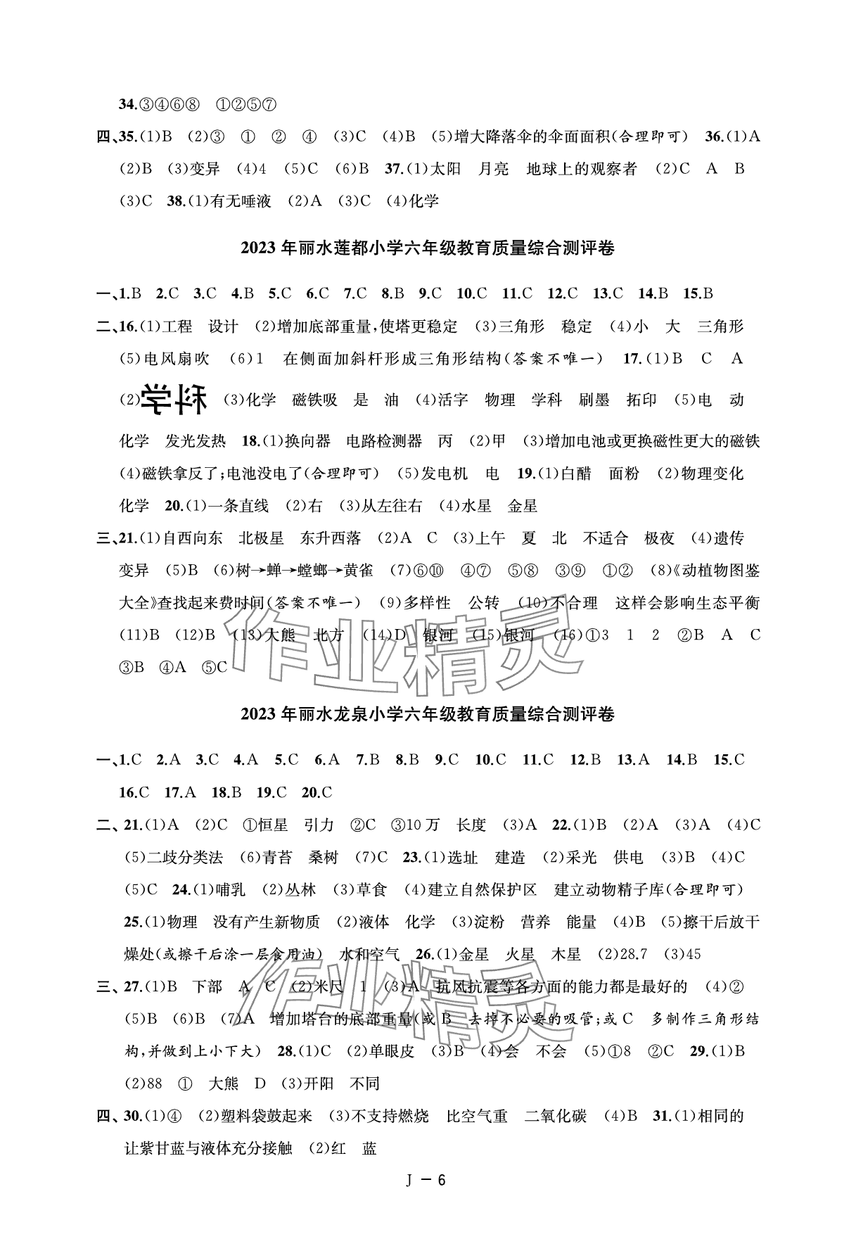 2025年小學(xué)畢業(yè)沖刺卷科學(xué) 參考答案第10頁
