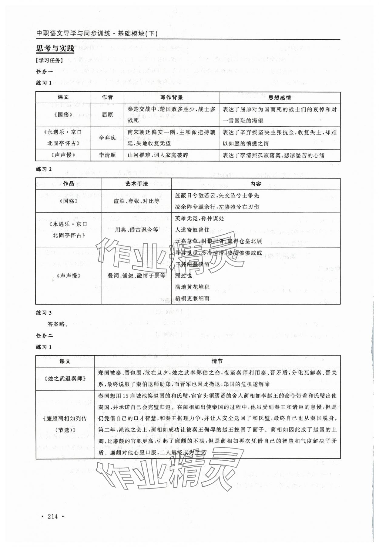 2024年伴你成長(zhǎng)在中職中職語(yǔ)文下冊(cè)人教版導(dǎo)學(xué)與同步訓(xùn)練 參考答案第6頁(yè)