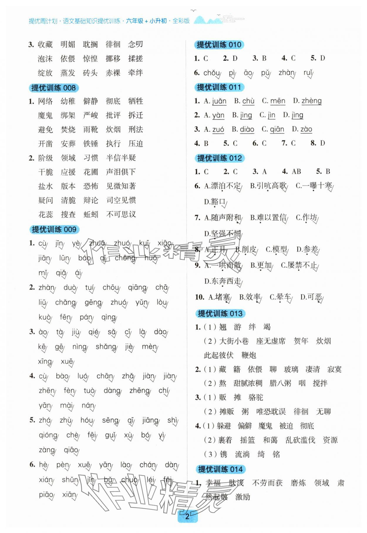 2024年提優周計劃基礎知識提優訓練六年級語文人教版 第2頁