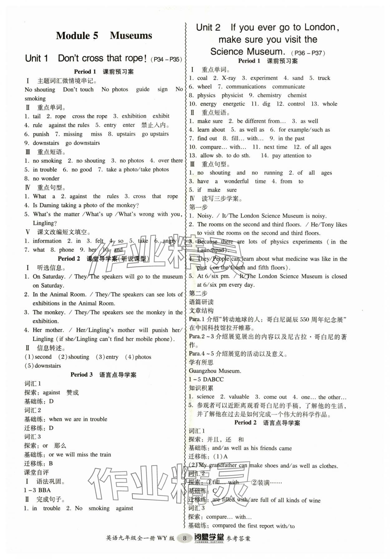 2024年分層導(dǎo)學(xué)案九年級英語全一冊外研版&nbsp;參考答案第8頁