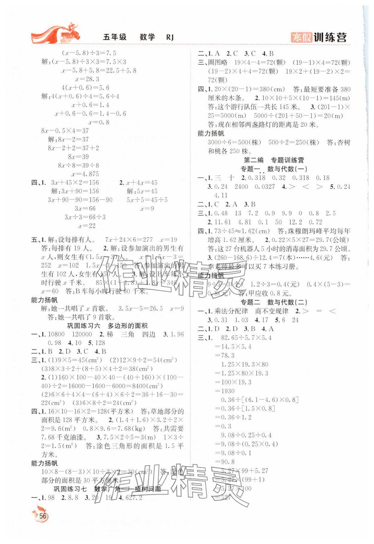 2025年寒假訓(xùn)練營合肥工業(yè)大學(xué)出版社五年級數(shù)學(xué)人教版 第2頁