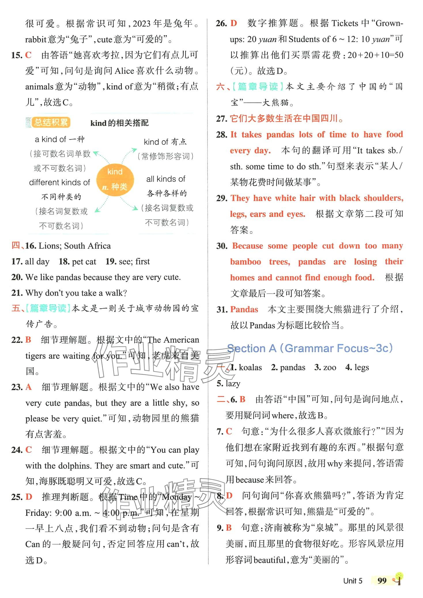 2024年初中學(xué)霸創(chuàng)新題七年級英語下冊人教版 參考答案第17頁