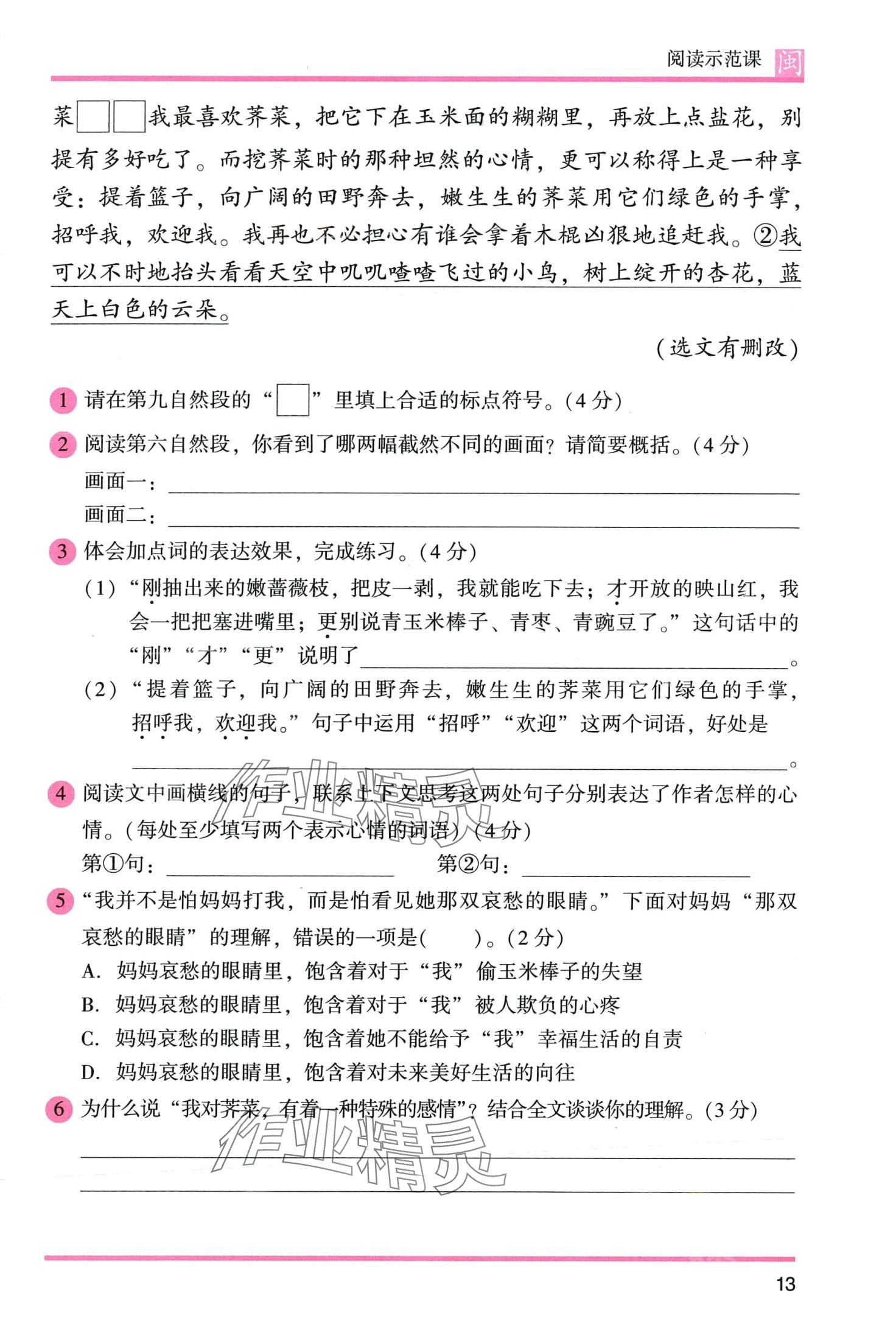 2024年木頭馬閱讀力測評三年級語文人教版發(fā)展篇B版福建專版 第13頁