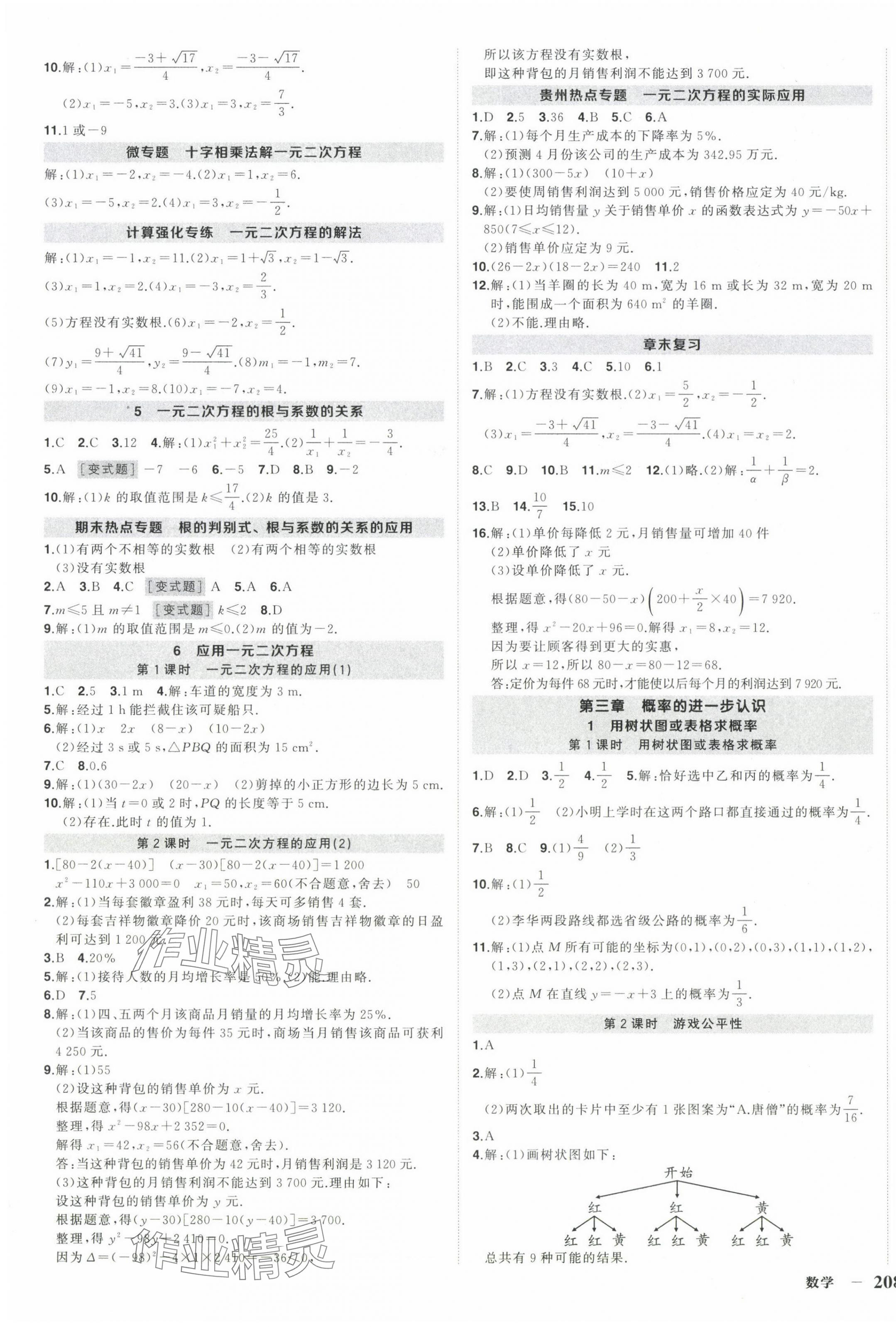 2024年狀元成才路創(chuàng)優(yōu)作業(yè)九年級數(shù)學全一冊北師大版貴州專版 第3頁